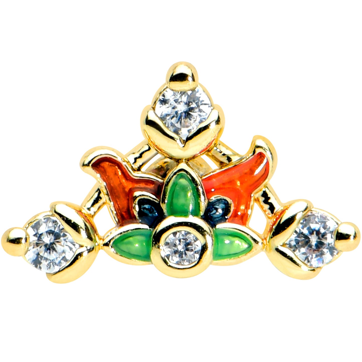 16 Gauge 5/16 Clear CZ Gem Gold Tone Mythic Dragon Labret Tragus