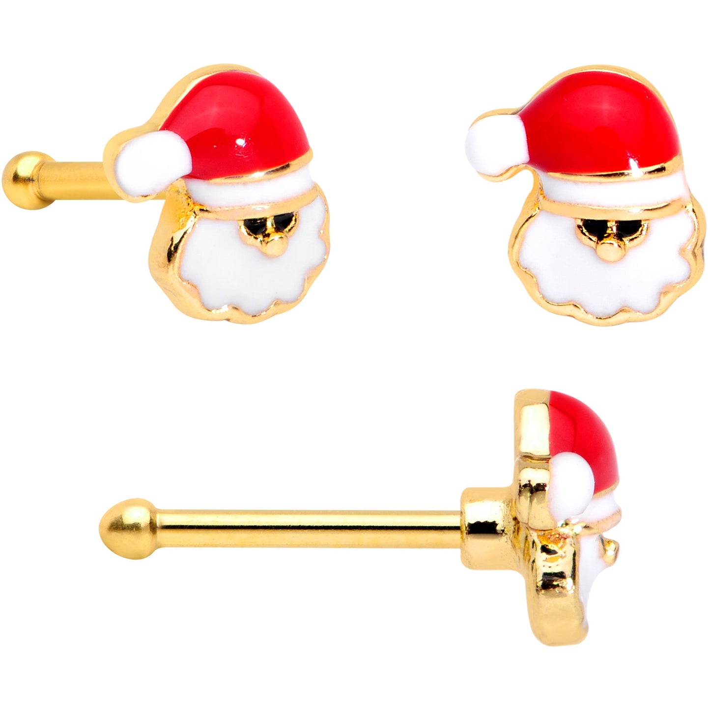 20 Gauge 5/16 Gold Hue Santa Christmas Nose Hoop Bone L Shape Set of 3