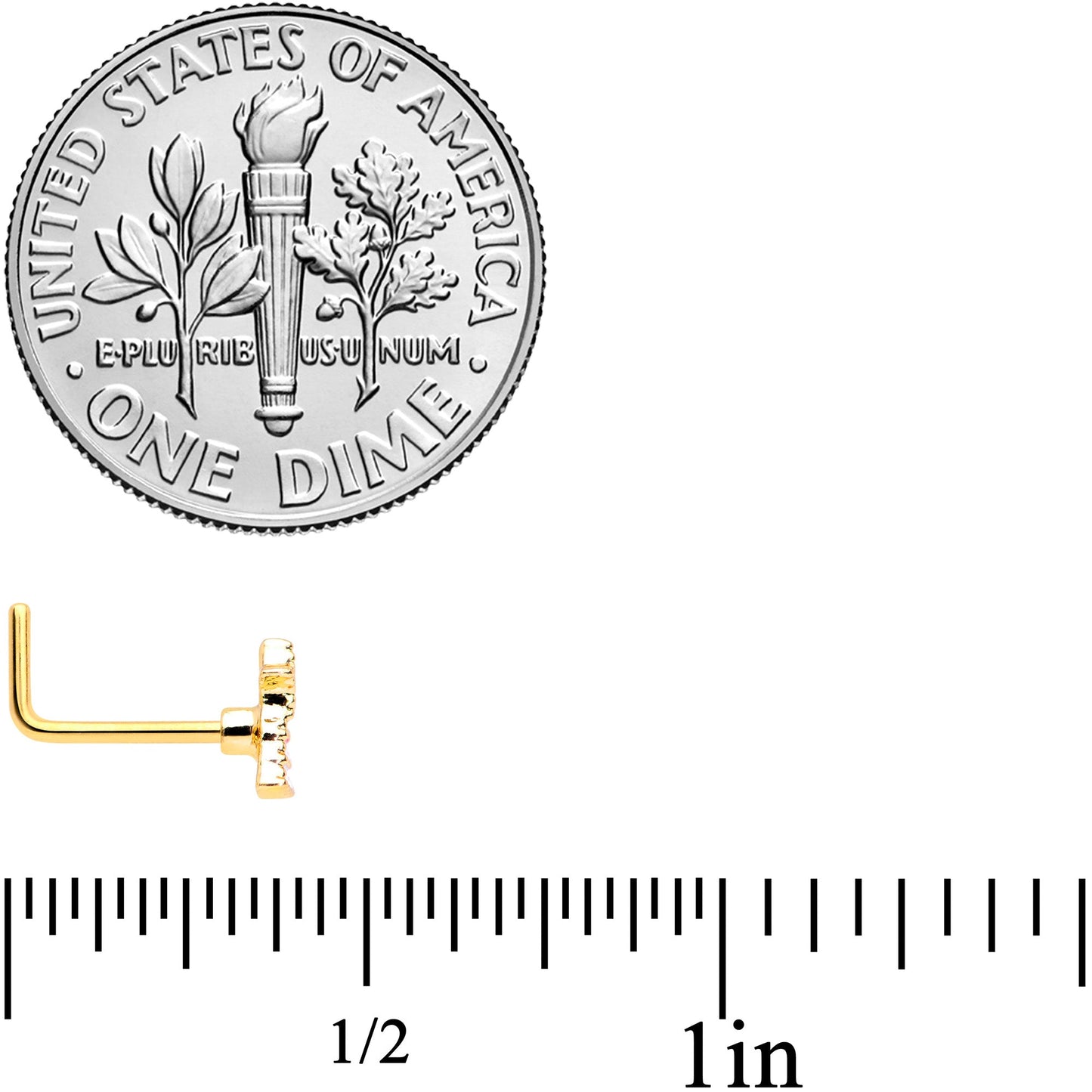 20 Gauge 5/16 Gold Hue Santa Christmas Nose Hoop Bone L Shape Set of 3