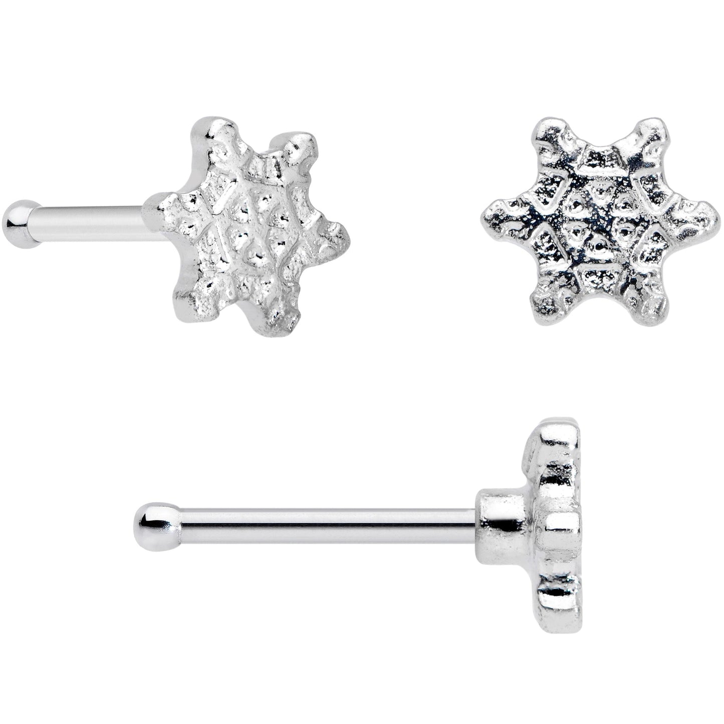 20 Gauge 5/16 Clear Gem Snowflake Stocking Nose Bone Hoop Set of 3