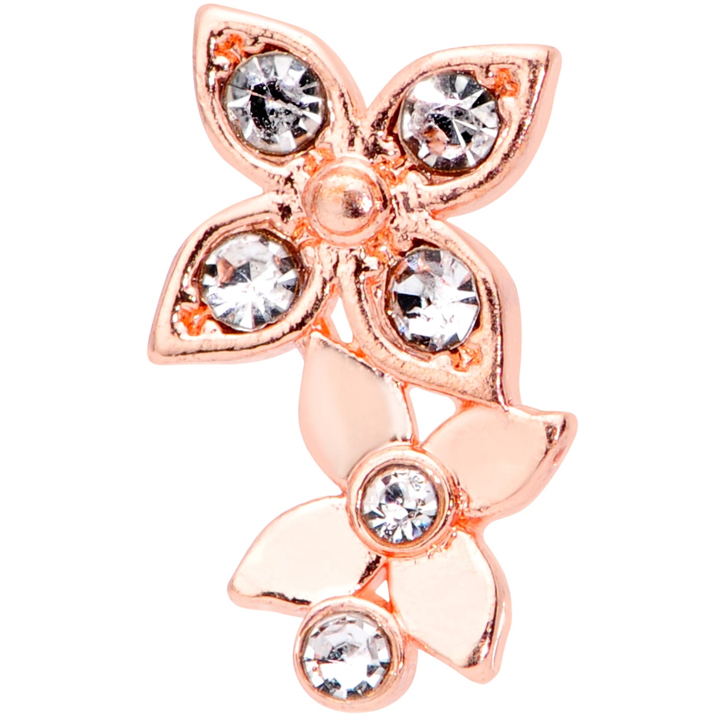 16 Gauge 1/4 Clear Gem Rose Gold Tone Bloom Butterfly Cartilage Tragus
