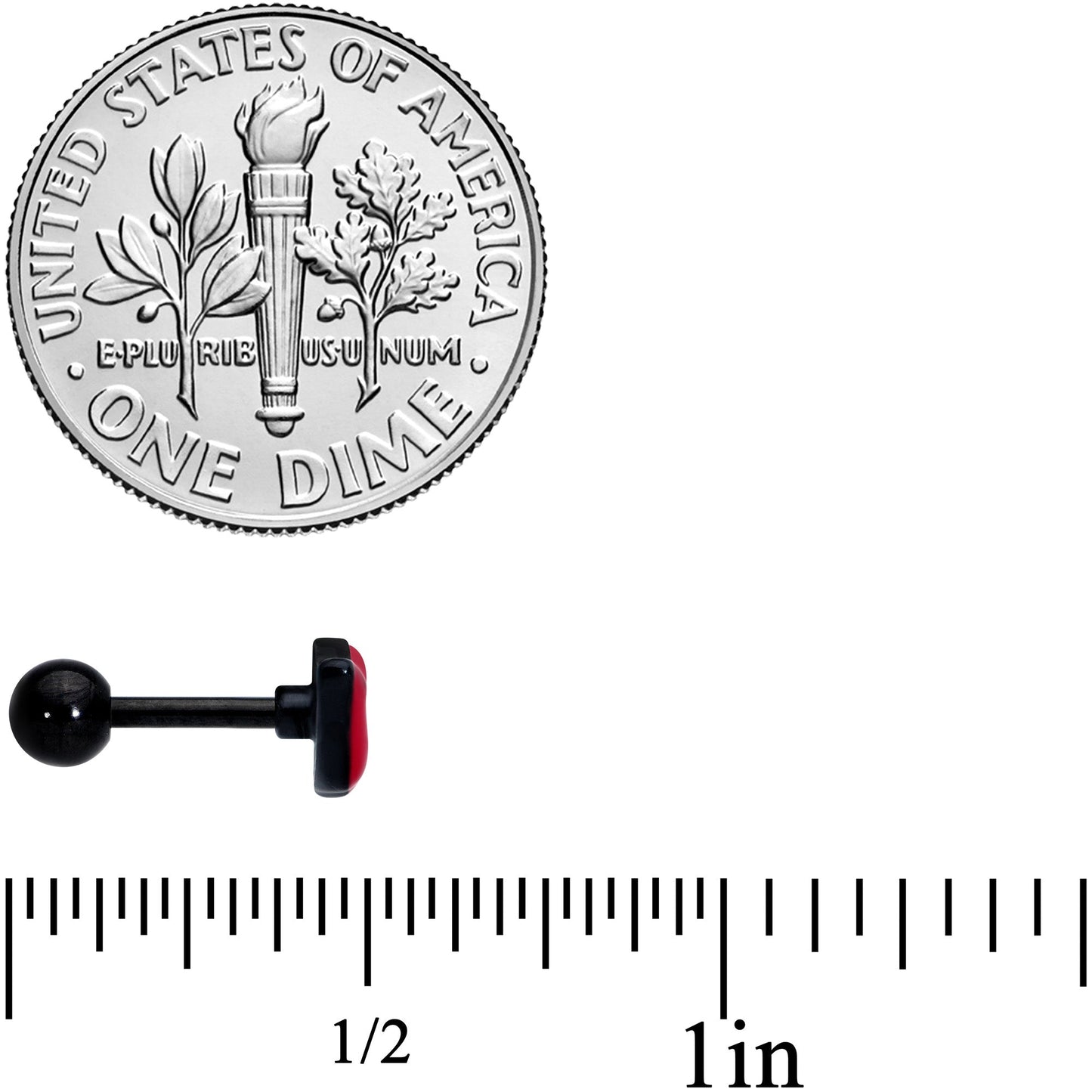 16 Gauge 1/4 Black Red Sneering Lips Bite Lips Cartilage Earring
