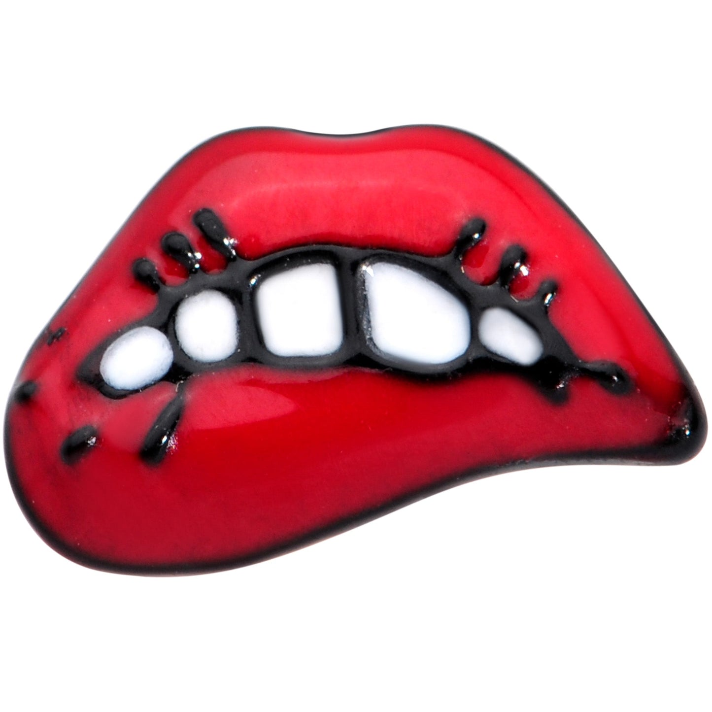 20 Gauge 7mm Black Red Sneering Bite Lips L Shaped Nose Ring