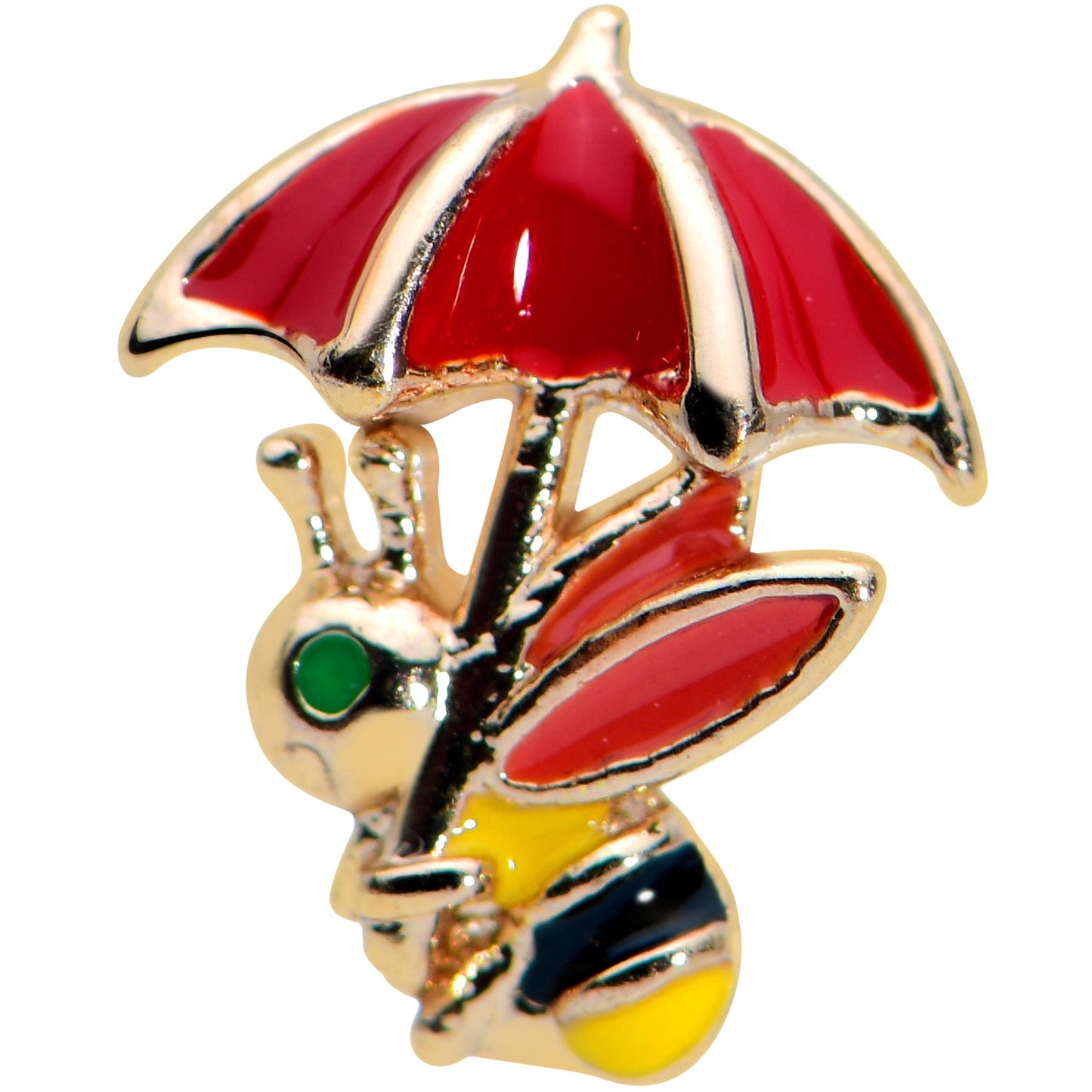 16 Gauge 1/4 Gold Tone Rainy Day Umbrella Bee Cartilage Tragus Earring
