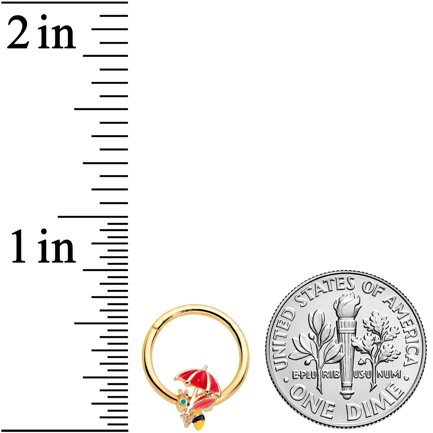 16 Gauge 3/8 Gold Tone Rainy Day Umbrella Bee Hinged Segment Ring