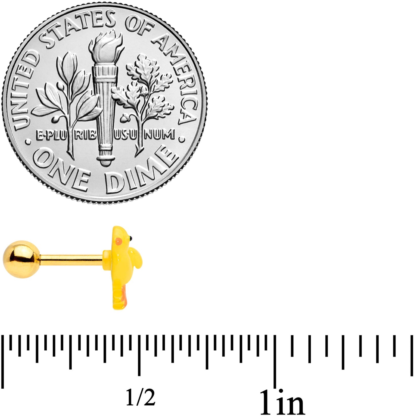 16 Gauge 1/4 Gold Tone Yellow Easter Chick Cartilage Tragus Earring