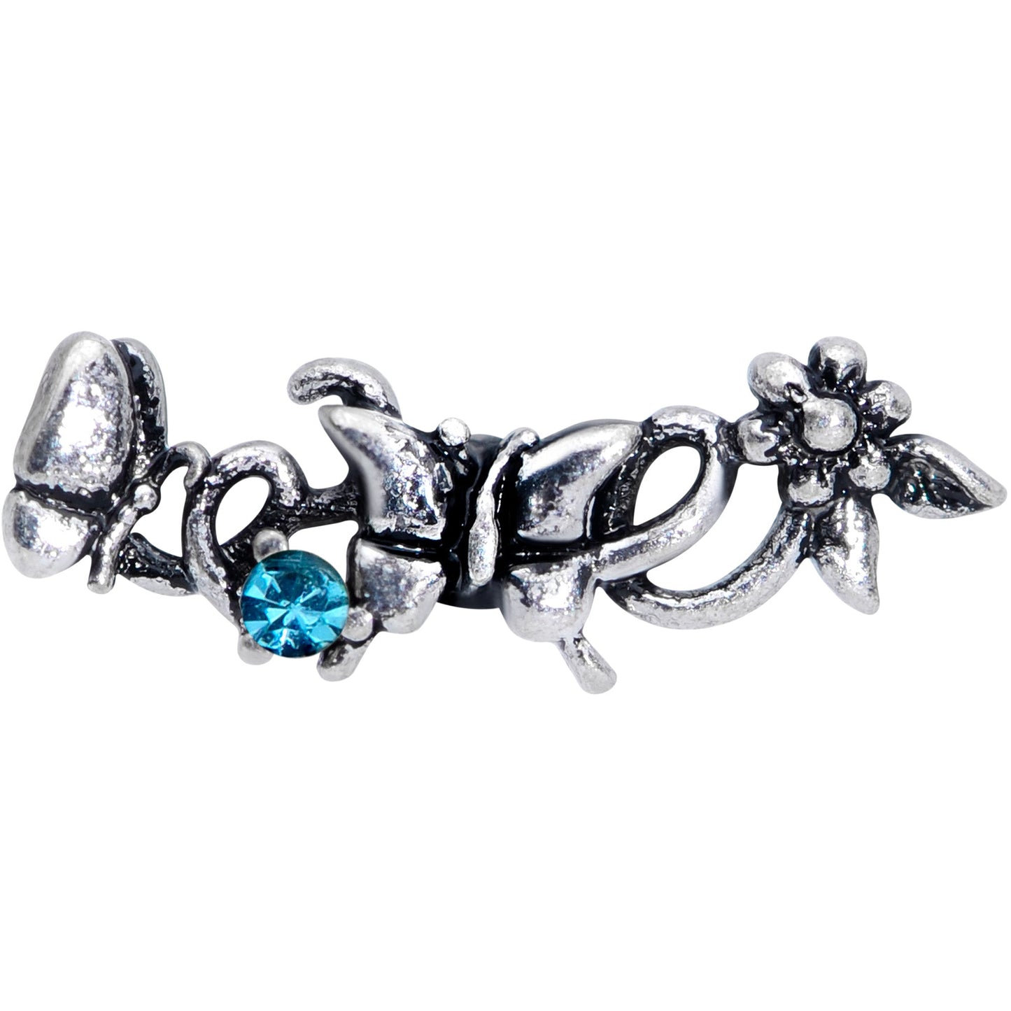 16 Gauge 1/4 Blue Gem Array of Butterflies Cartilage Tragus Earring