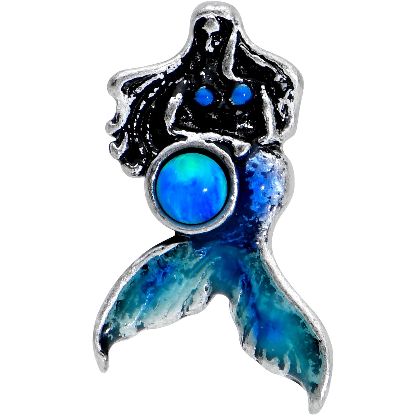 16 Gauge 1/4 Blue Synthetic Opal Blue Tail Mermaid Cartilage Tragus