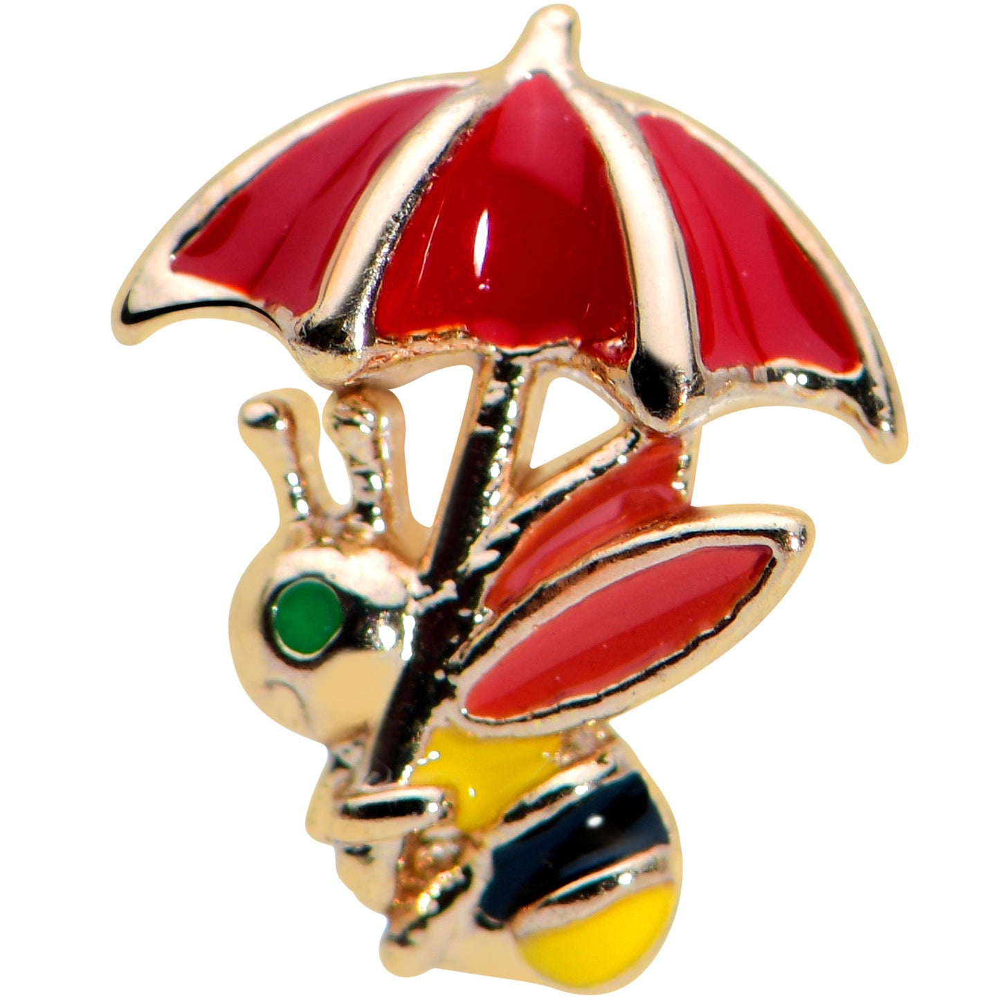 16 Gauge 5/16 Gold Tone Rainy Day Umbrella Bee Labret Monroe Tragus