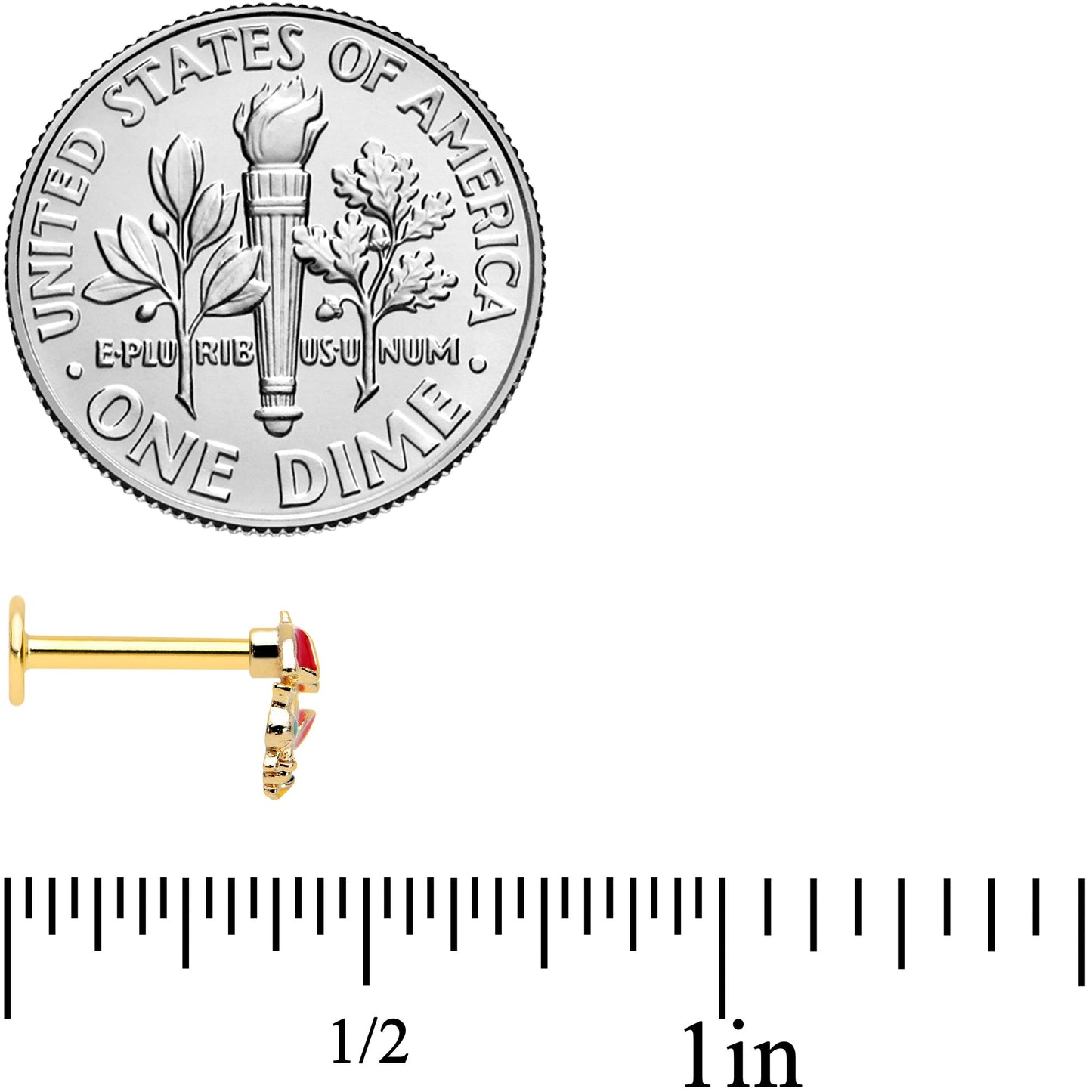 16 Gauge 5/16 Gold Tone Rainy Day Umbrella Bee Labret Monroe Tragus