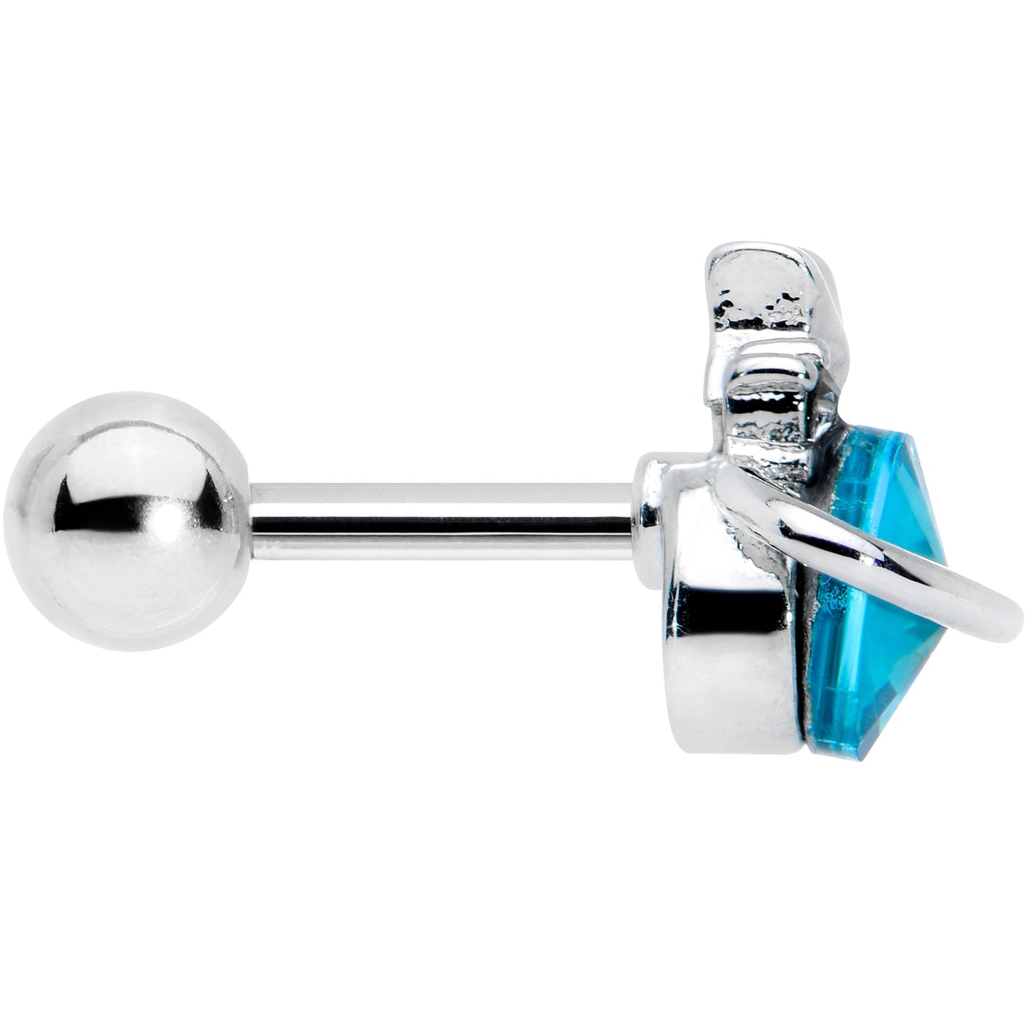 16 Gauge 1/4 Clear Blue Gem Saturn Star Cartilage Tragus Earring