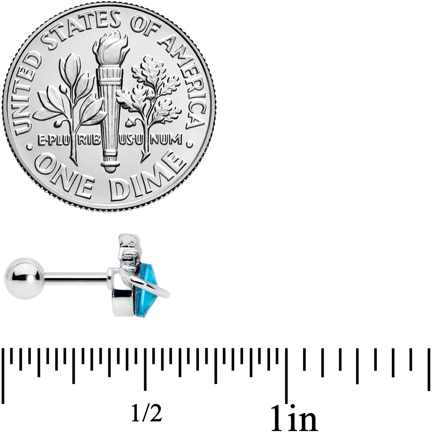 16 Gauge 1/4 Clear Blue Gem Saturn Star Cartilage Tragus Earring
