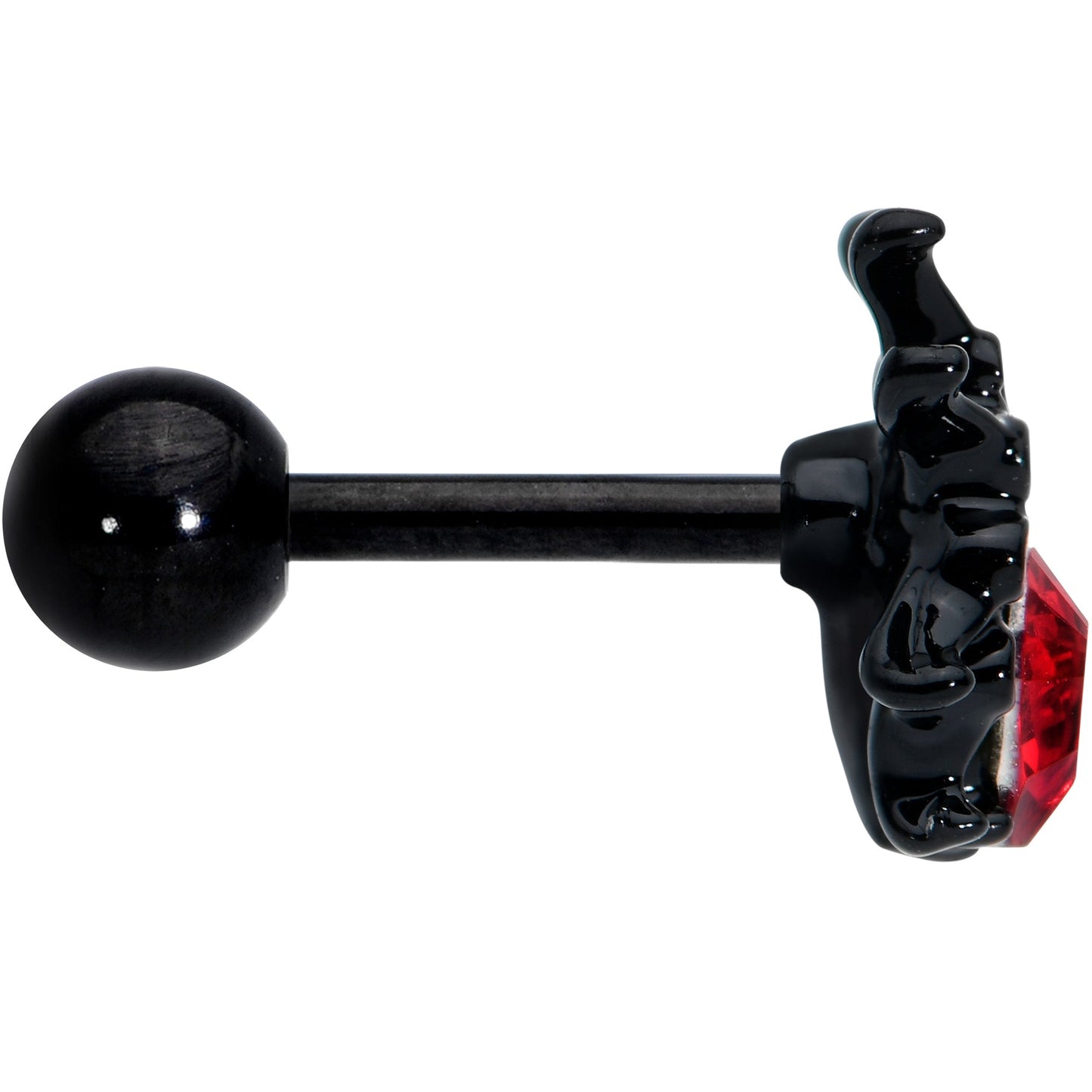 16 Gauge 1/4 Red Gem Black Spider Halloween Cartilage Tragus Earring