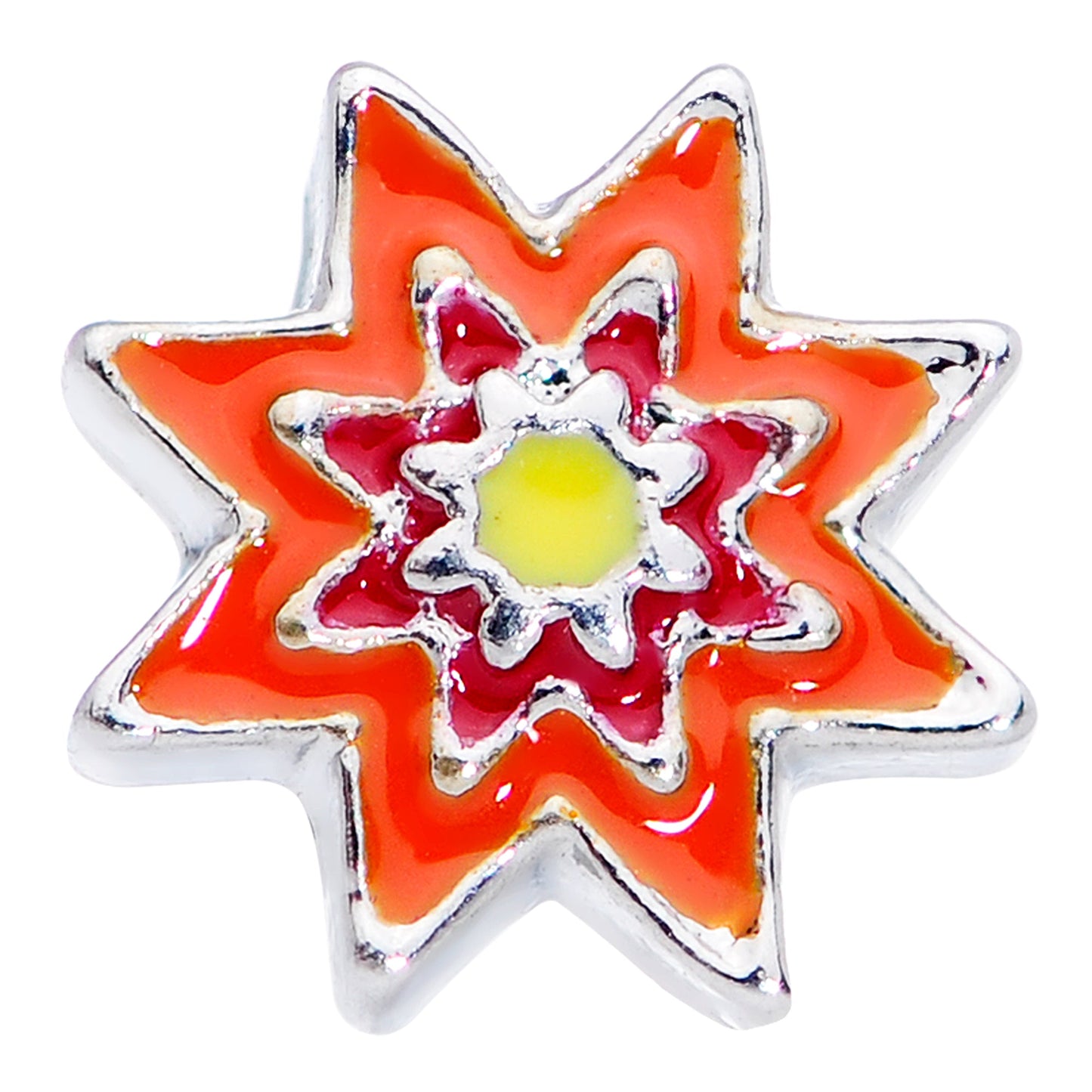 20 Gauge 1/4 Red Orange Fanciful Flower Nose Bone