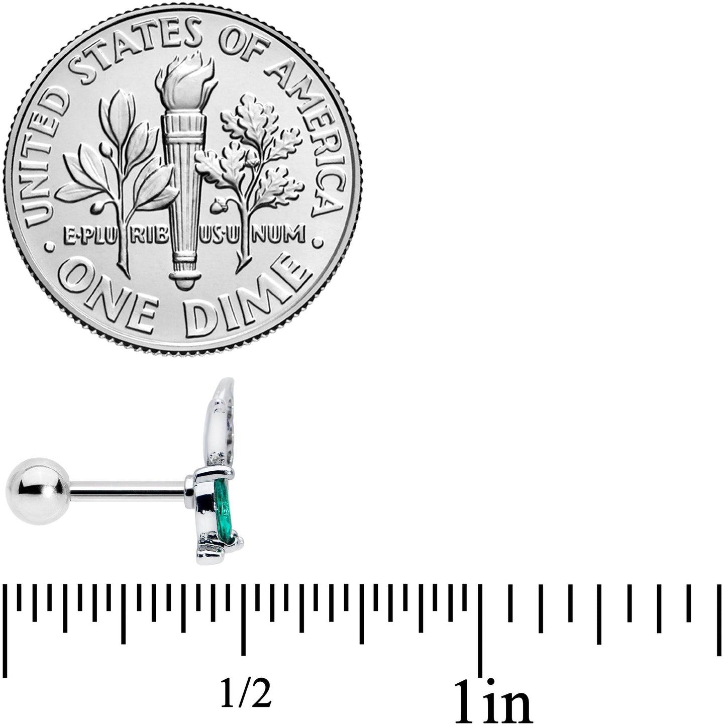 16 Gauge 1/4 Blue Green Gem Floral Butterfly Cartilage Tragus Earring