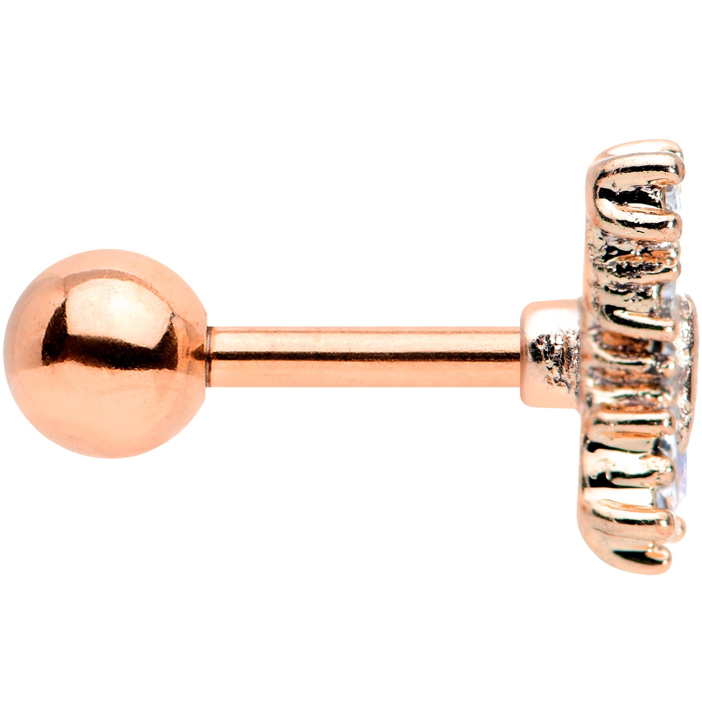 16 Gauge 1/4 Clear Gem Rose Gold Tone Glam Butterfly Cartilage Tragus