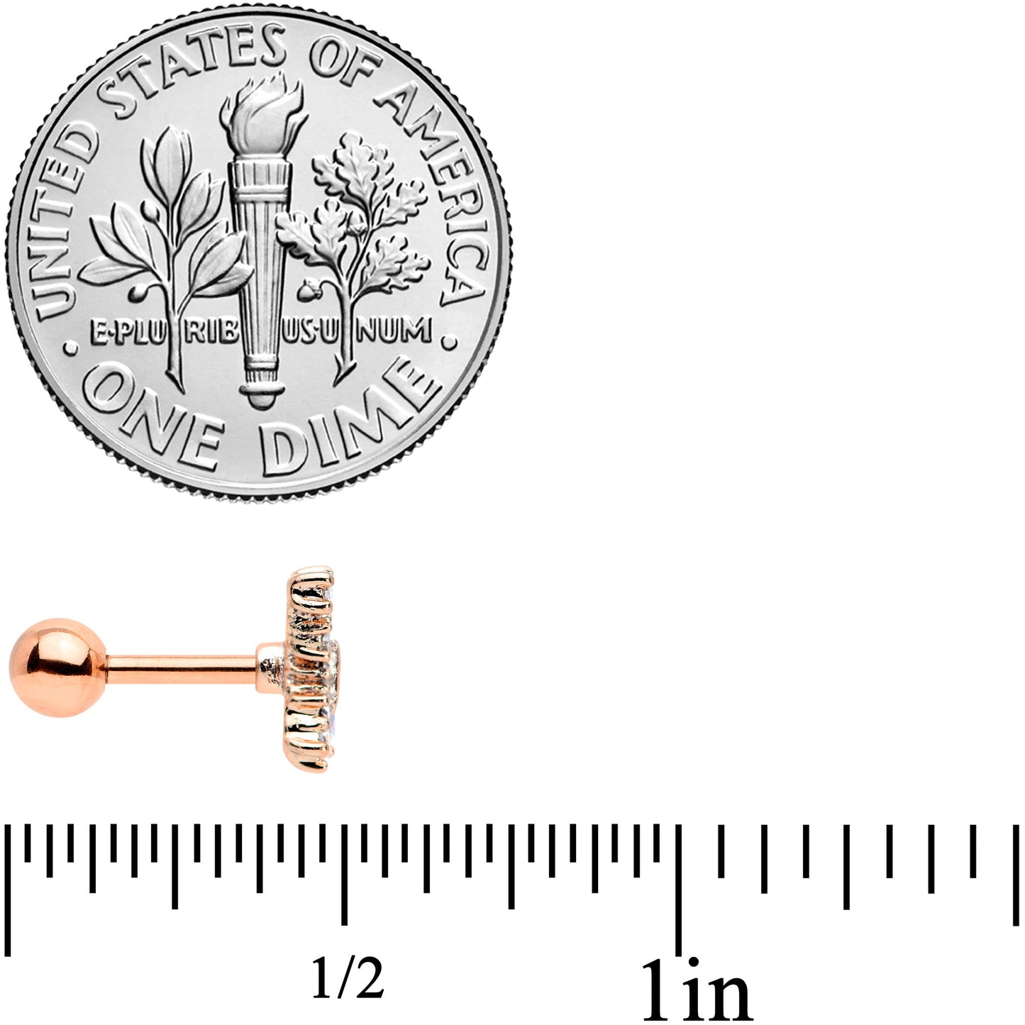 16 Gauge 1/4 Clear Gem Rose Gold Tone Glam Butterfly Cartilage Tragus