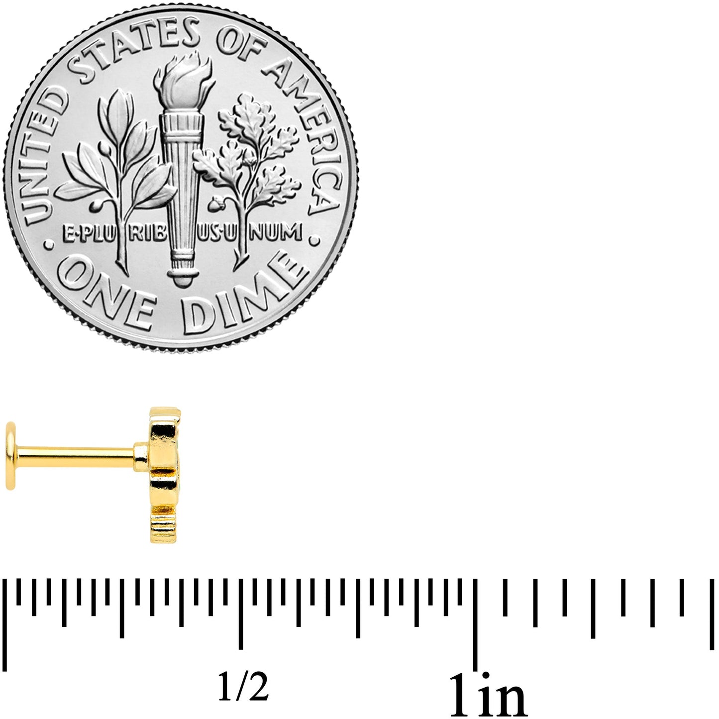 16 Gauge 1/4 Clear CZ Gem Gold Tone Green Butterfly Labret Tragus