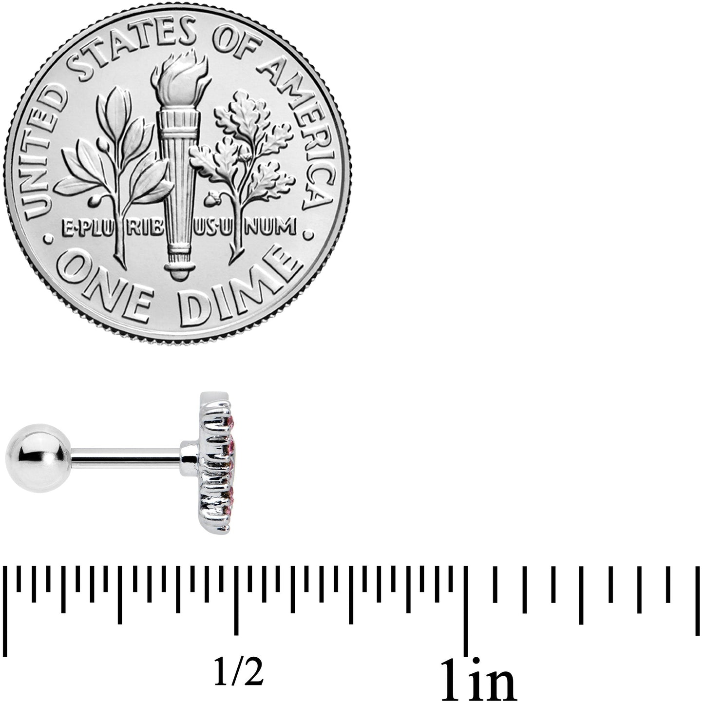 16 Gauge 1/4 Pink Gem Glam Butterfly Cartilage Tragus Earring