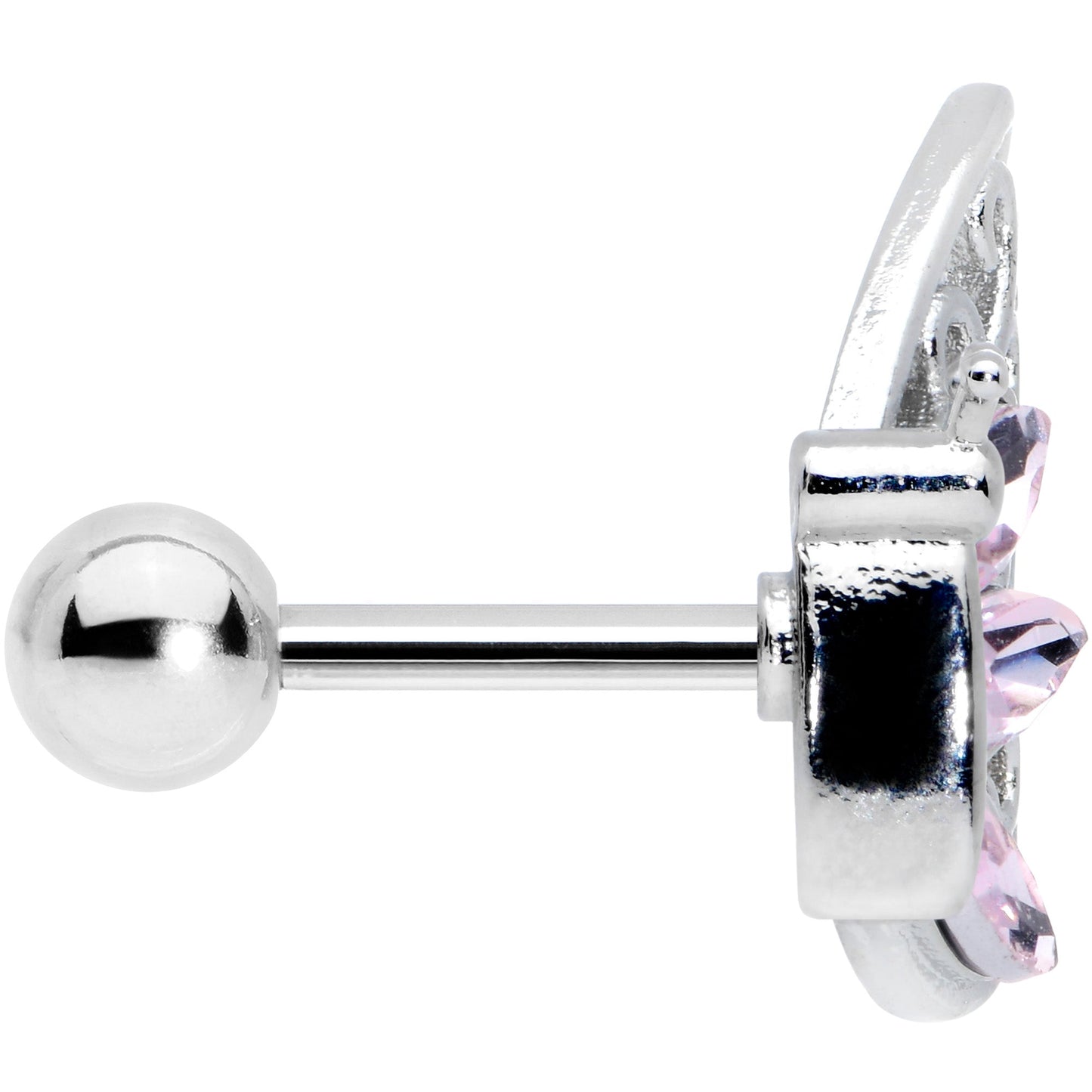 16 Gauge 1/4 Pink Gem Lacy Butterfly Cartilage Tragus Earring