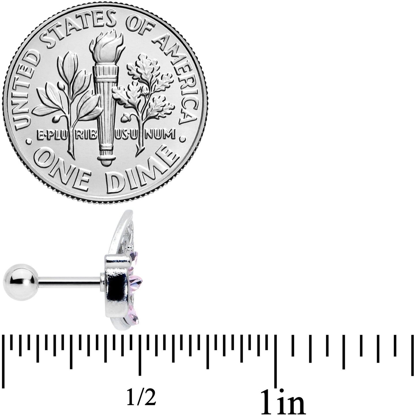 16 Gauge 1/4 Pink Gem Lacy Butterfly Cartilage Tragus Earring