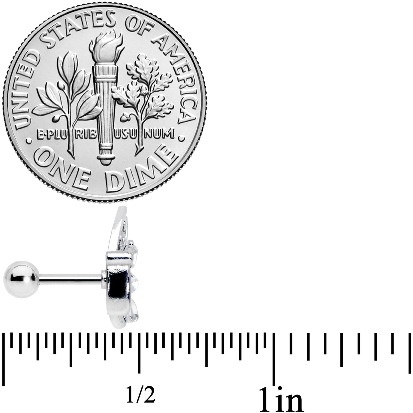 16 Gauge 1/4 Clear Gem Lacy Butterfly Cartilage Tragus Earring