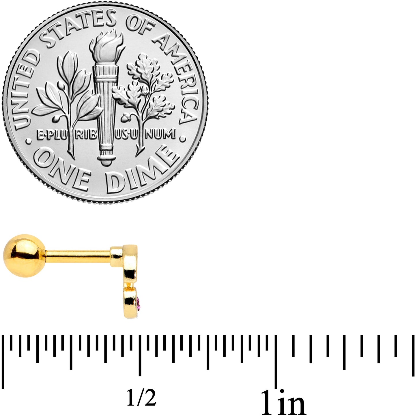 16 Gauge 1/4 Clear Purple Gem Gold Tone Very Cherry Cartilage Tragus