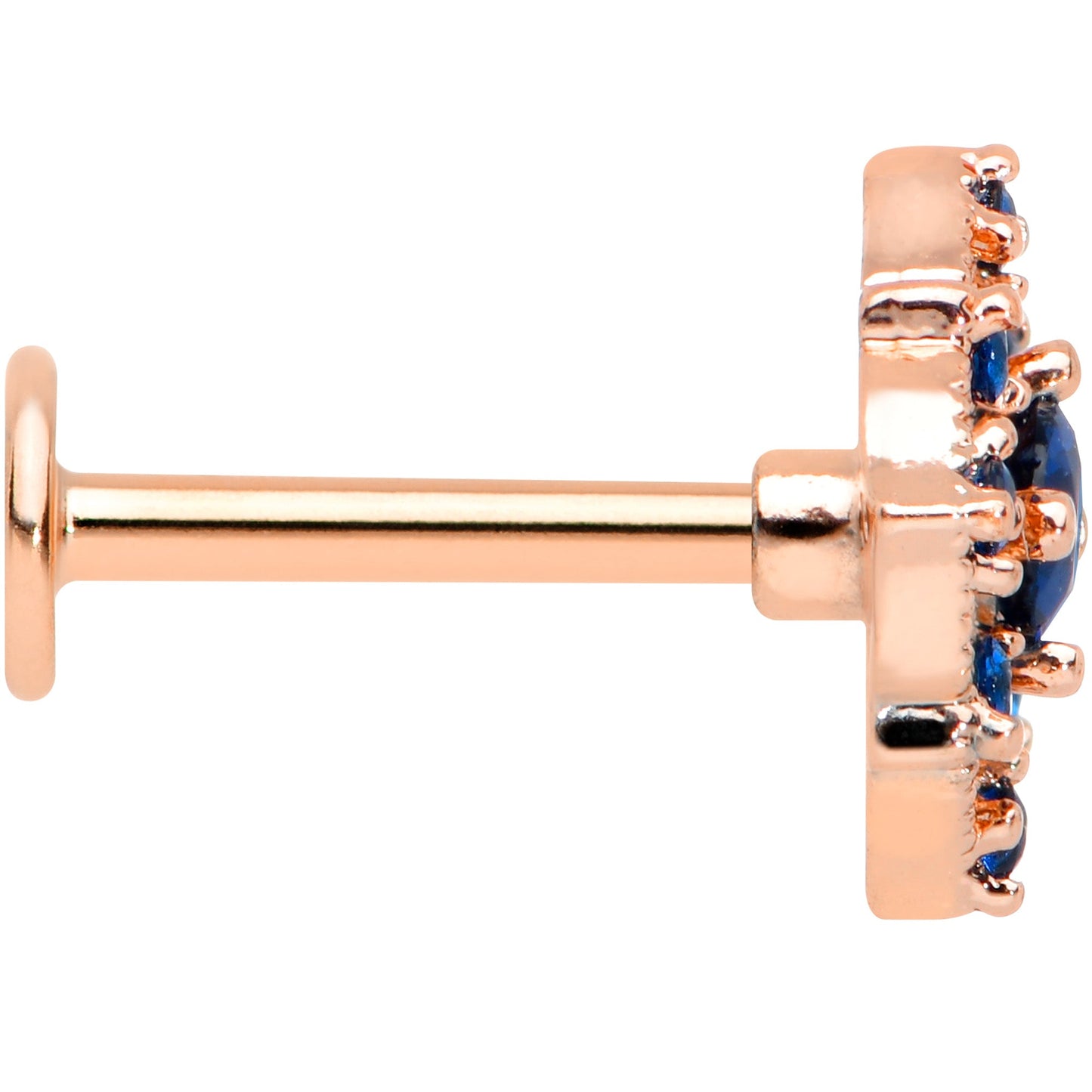 16 Gauge 5/16 Blue Gem Rose Gold Tone Night Star Labret Monroe Tragus