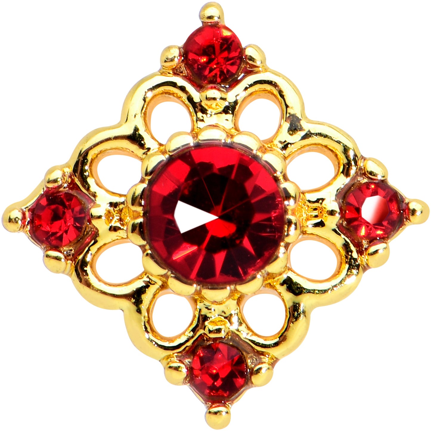 16 Gauge 5/16 Red Gem Gold Tone Regal Rhombus Labret Monroe Tragus