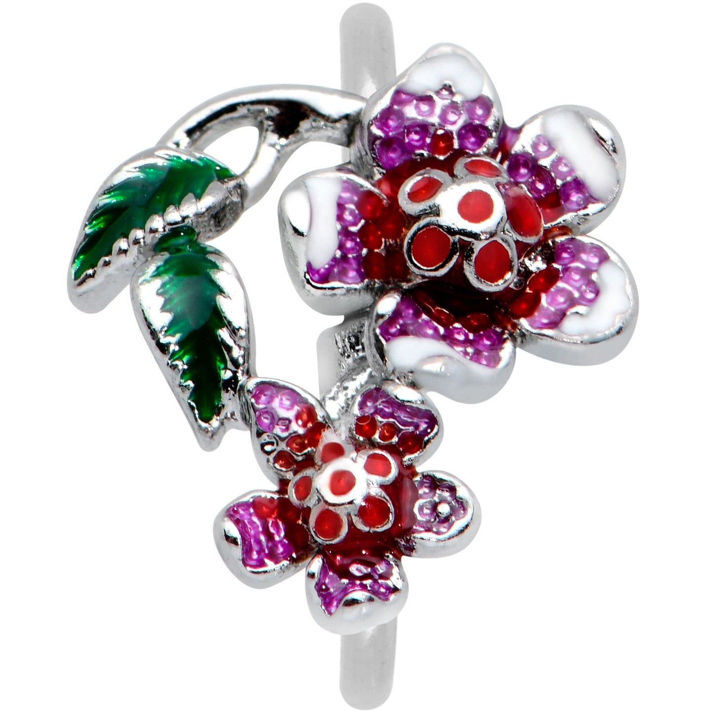 20 Gauge 5/16 Red Purple Flower in Flower Nose Hoop