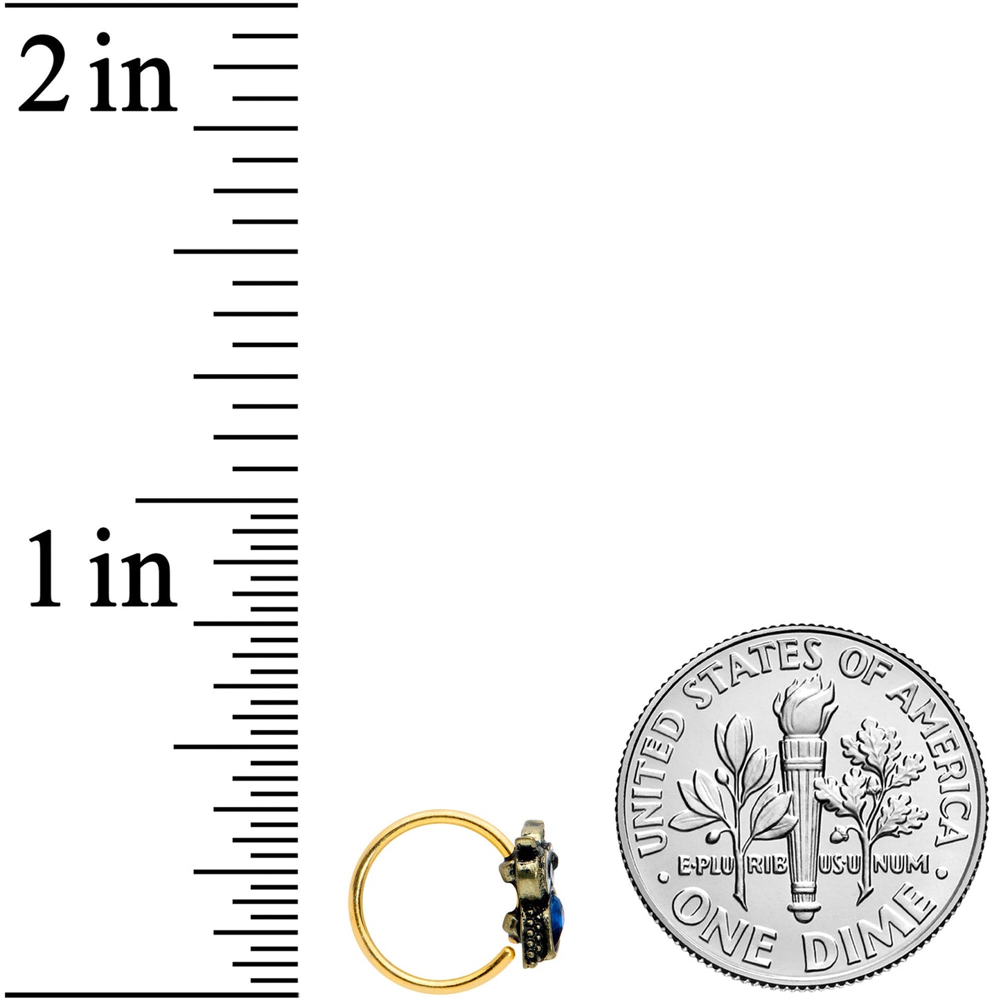 20 Gauge 5/16 Blue Gem Gold Tone Wide Eyed Owl Nose Hoop