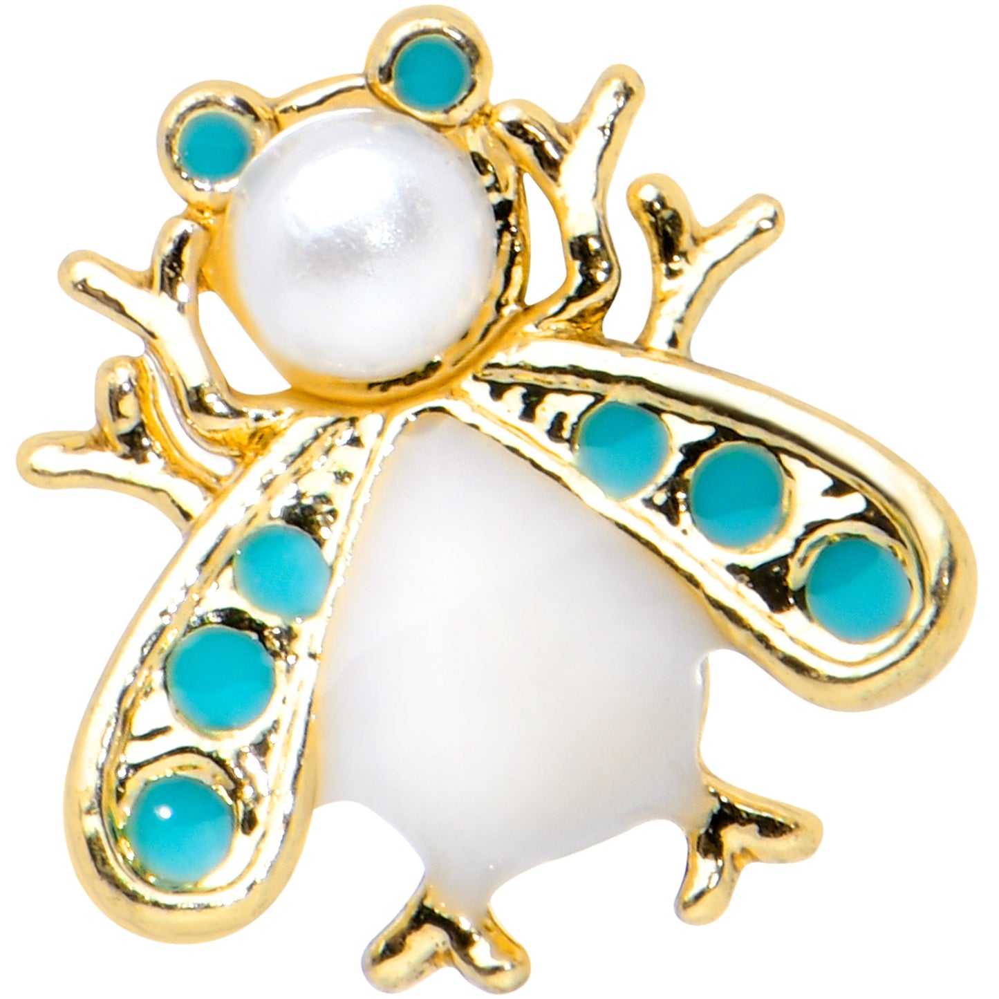 16 Gauge 5/16 White Gem Gold Tone Snow Bug Labret Monroe Tragus