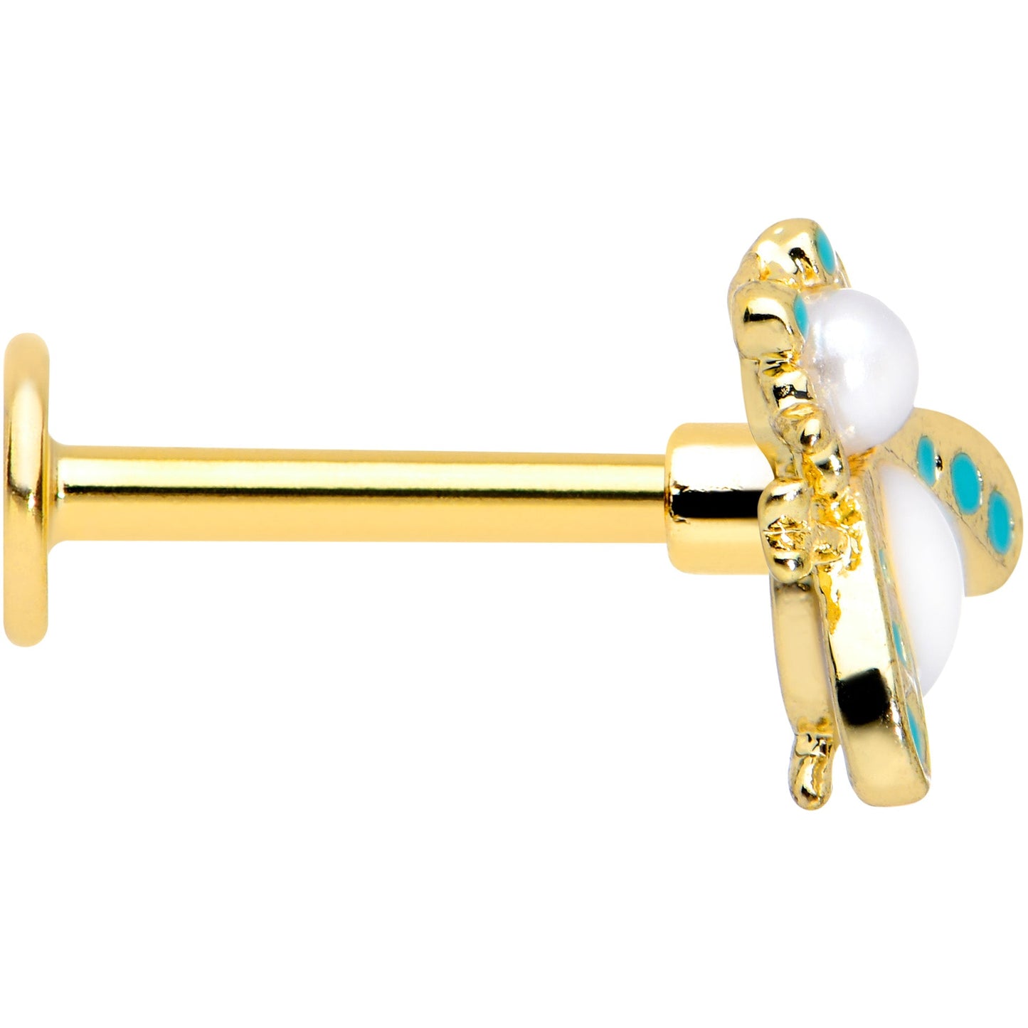 16 Gauge 5/16 White Gem Gold Tone Snow Bug Labret Monroe Tragus