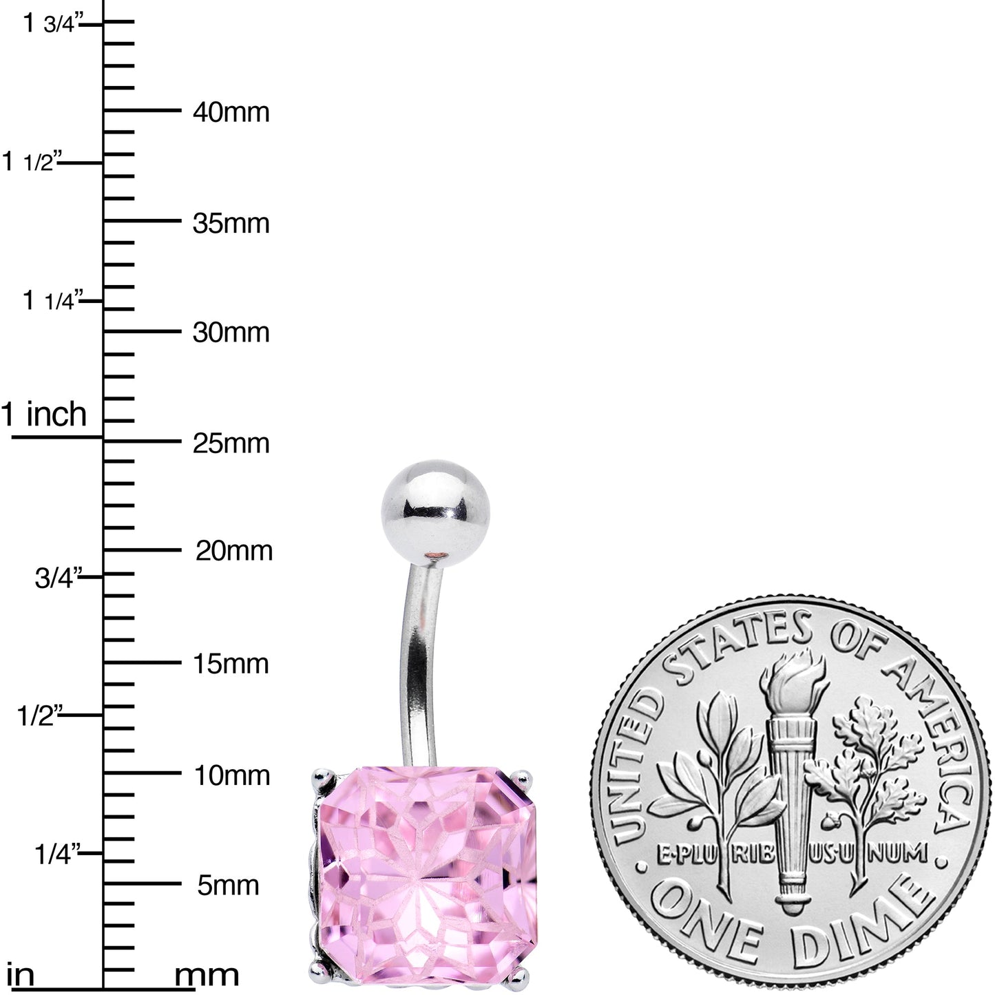 Pink Gem Square Stylish Elegance Mandala Flower Belly Ring