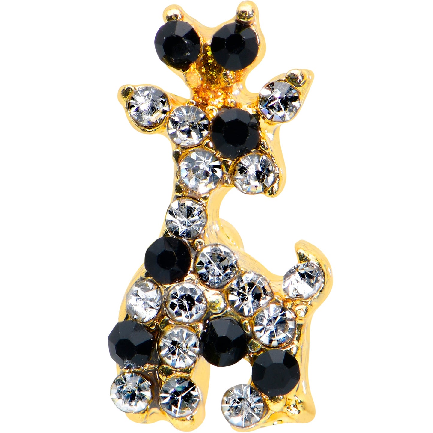 16 Gauge 1/4 Black Gem Gold Tone Decadent Deer Cartilage Tragus