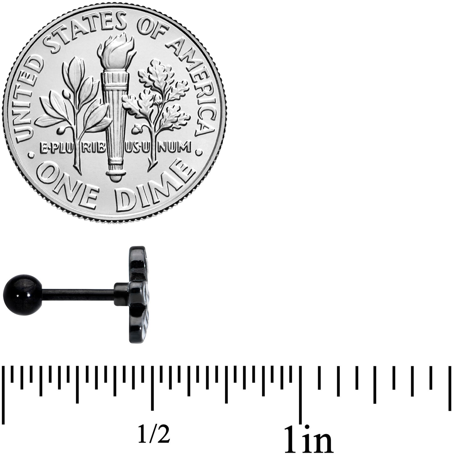 16 Gauge 1/4 Black PVD Red Eye Mummy Halloween Cartilage Tragus