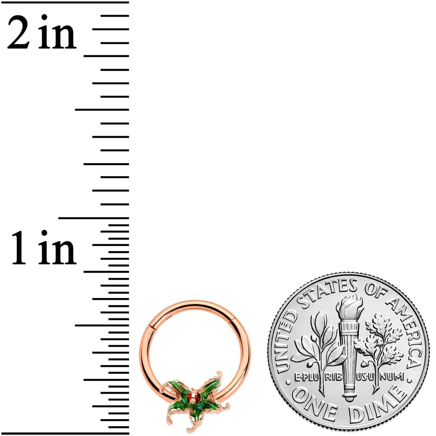 16 Gauge 3/8 Rose Gold Tone Tiny Ladybug Leaves Hinged Segment Ring