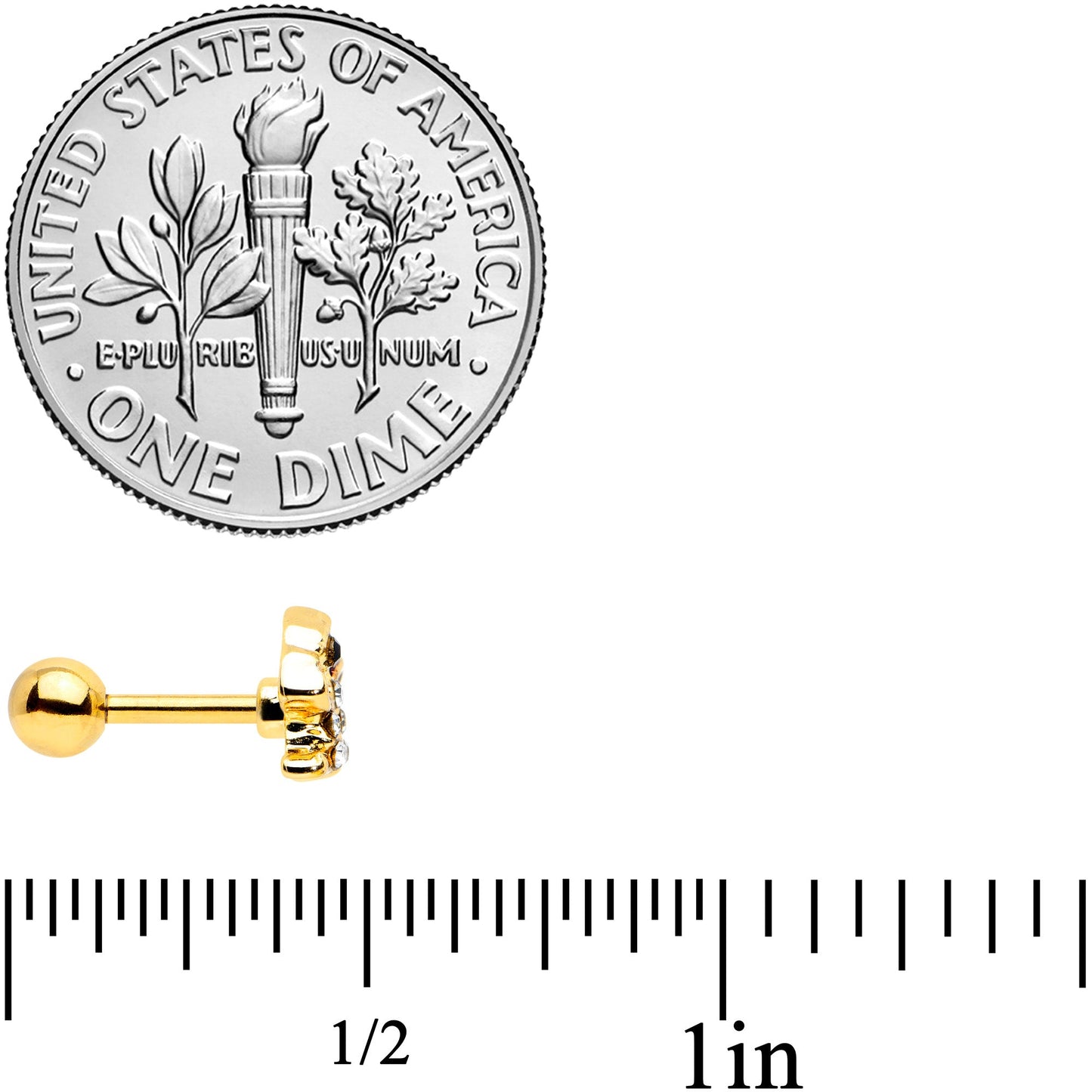 16 Gauge 1/4 Clear Gem Gold Hue Autumn Acorn Cartilage Tragus Set of 3