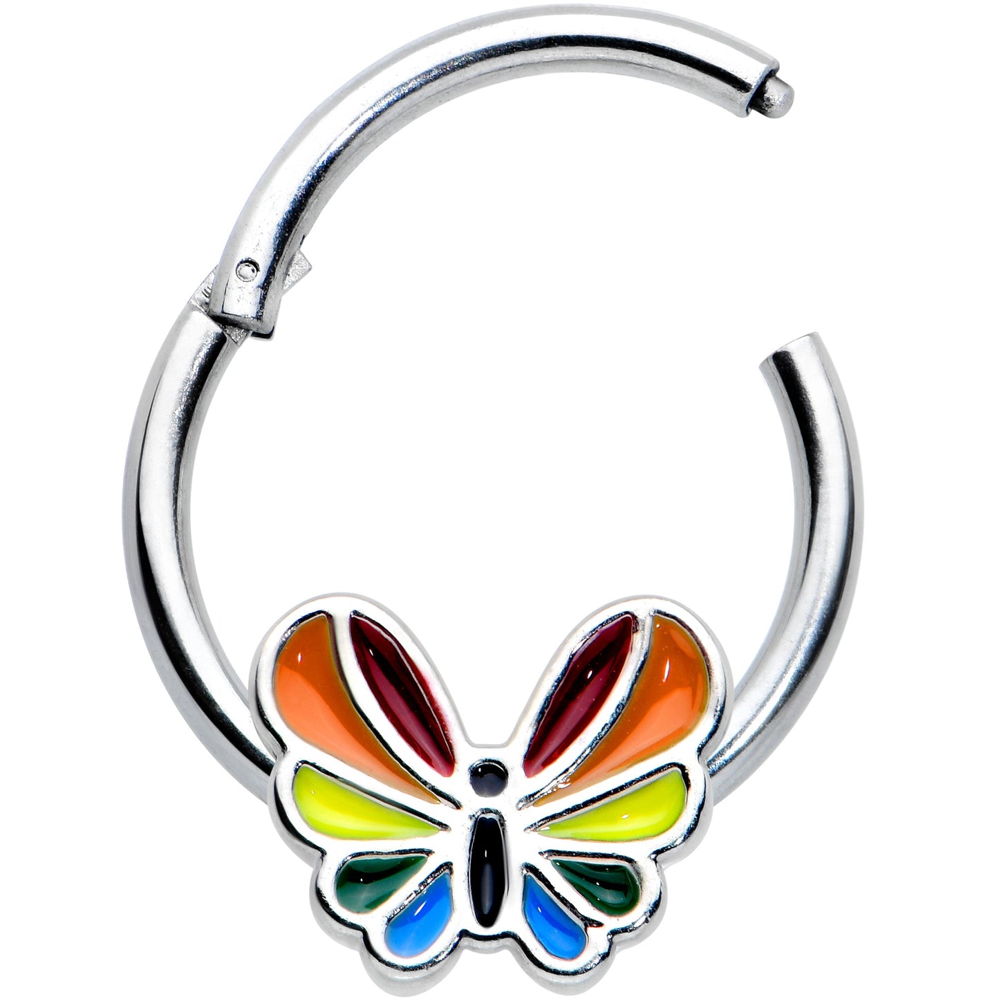 16 Gauge 3/8 Pride Rainbow Stripes Butterfly Hinged Segment Ring