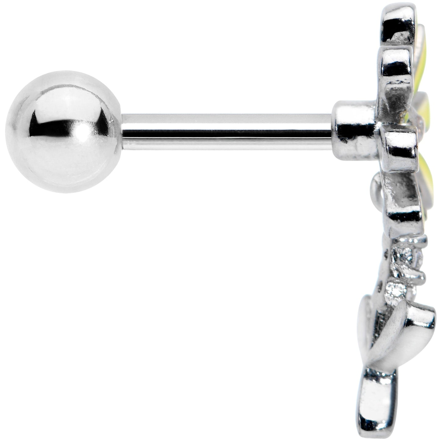 16 Gauge 1/4 Clear CZ Gem Whimsy Daisy Flower Dangle Cartilage Tragus