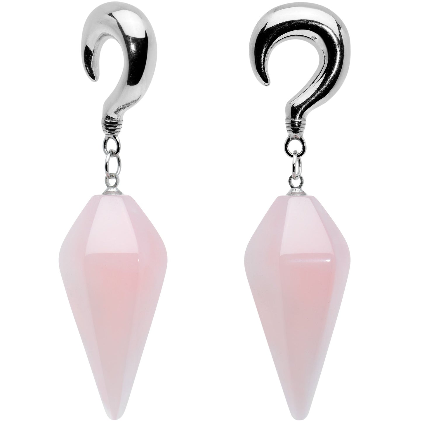 2 Gauge Pink Stone Point Curved Taper Ear Weights