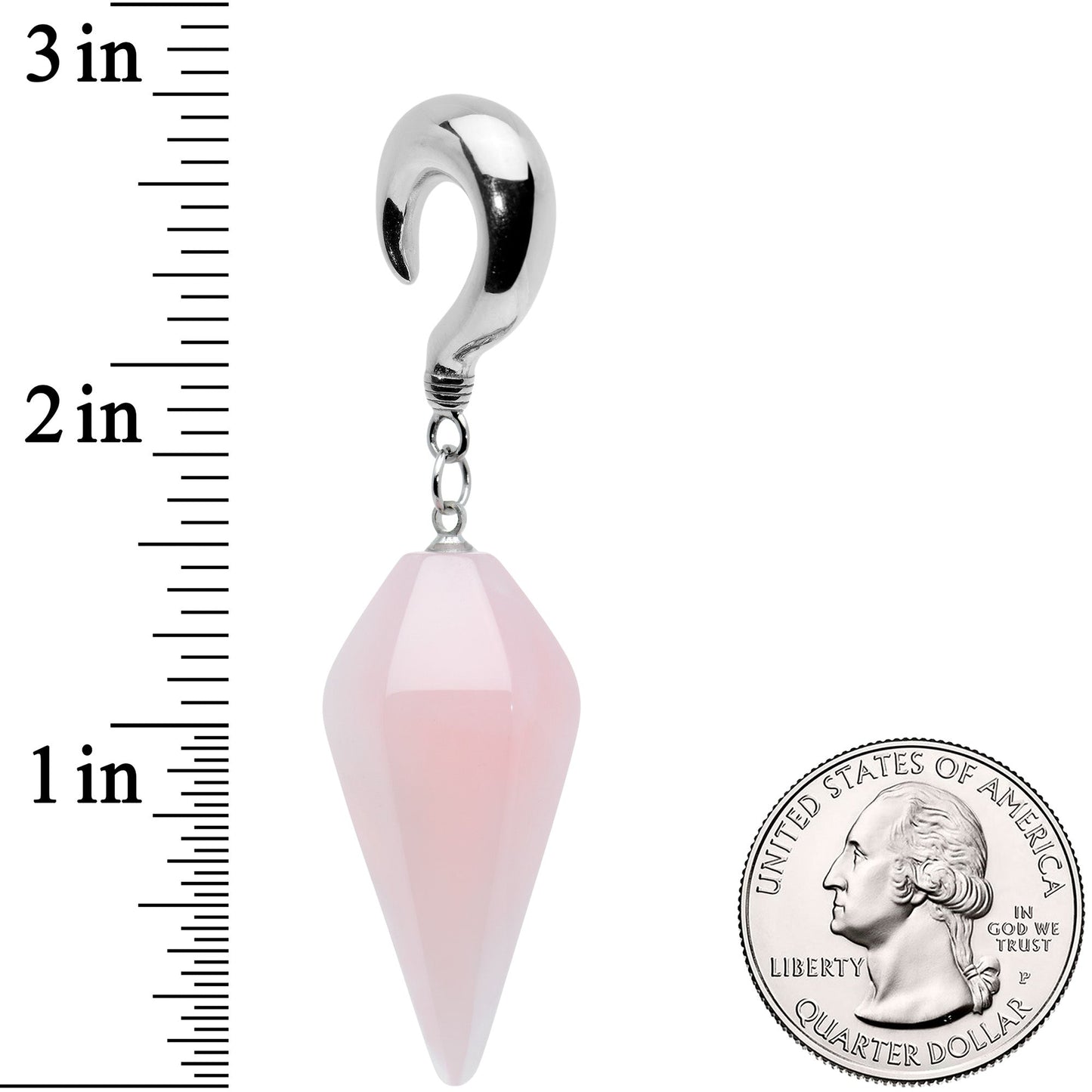 2 Gauge Pink Stone Point Curved Taper Ear Weights