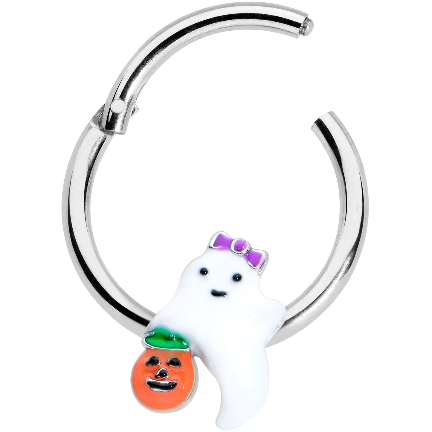 16 Gauge 3/8 Trick or Treat Bow Ghost Halloween Hinged Segment Ring