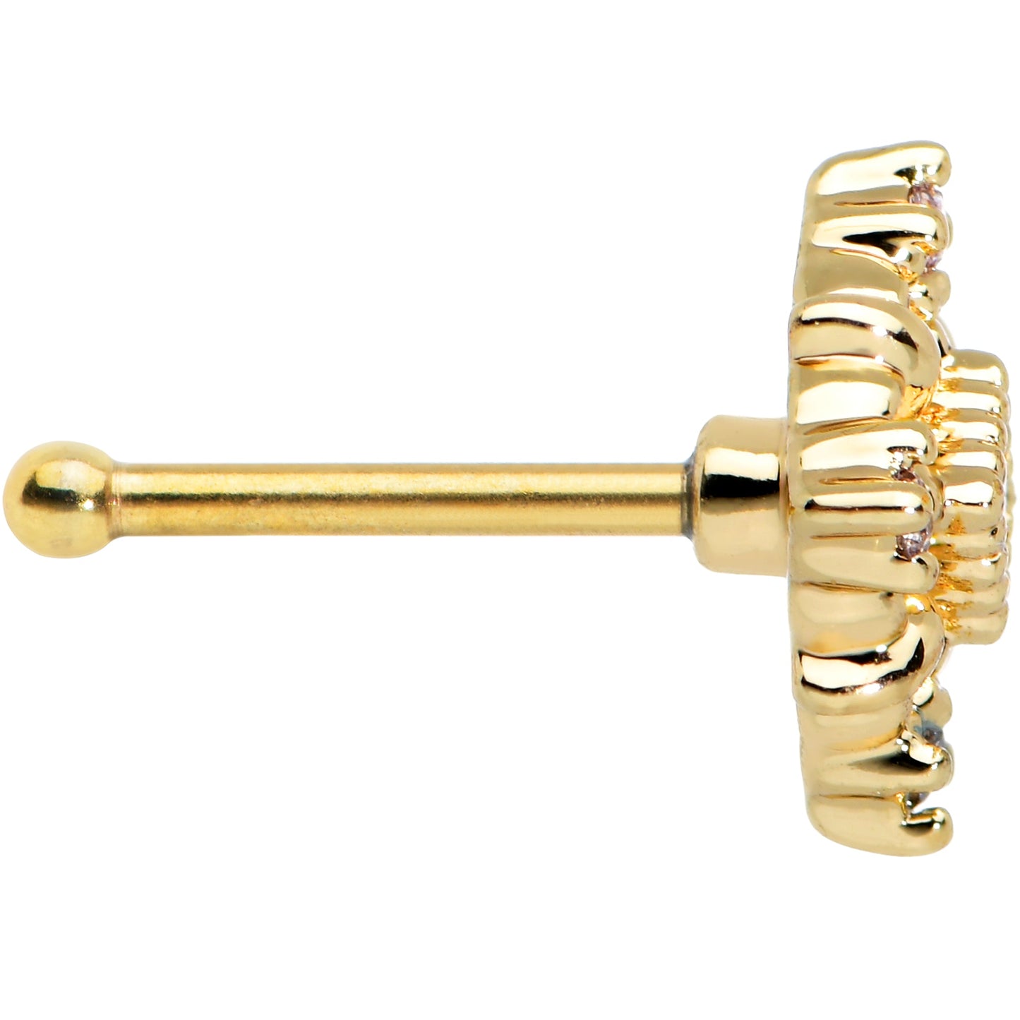 20 Gauge 1/4 Green Gem Gold Tone Noble Square Nose Bone