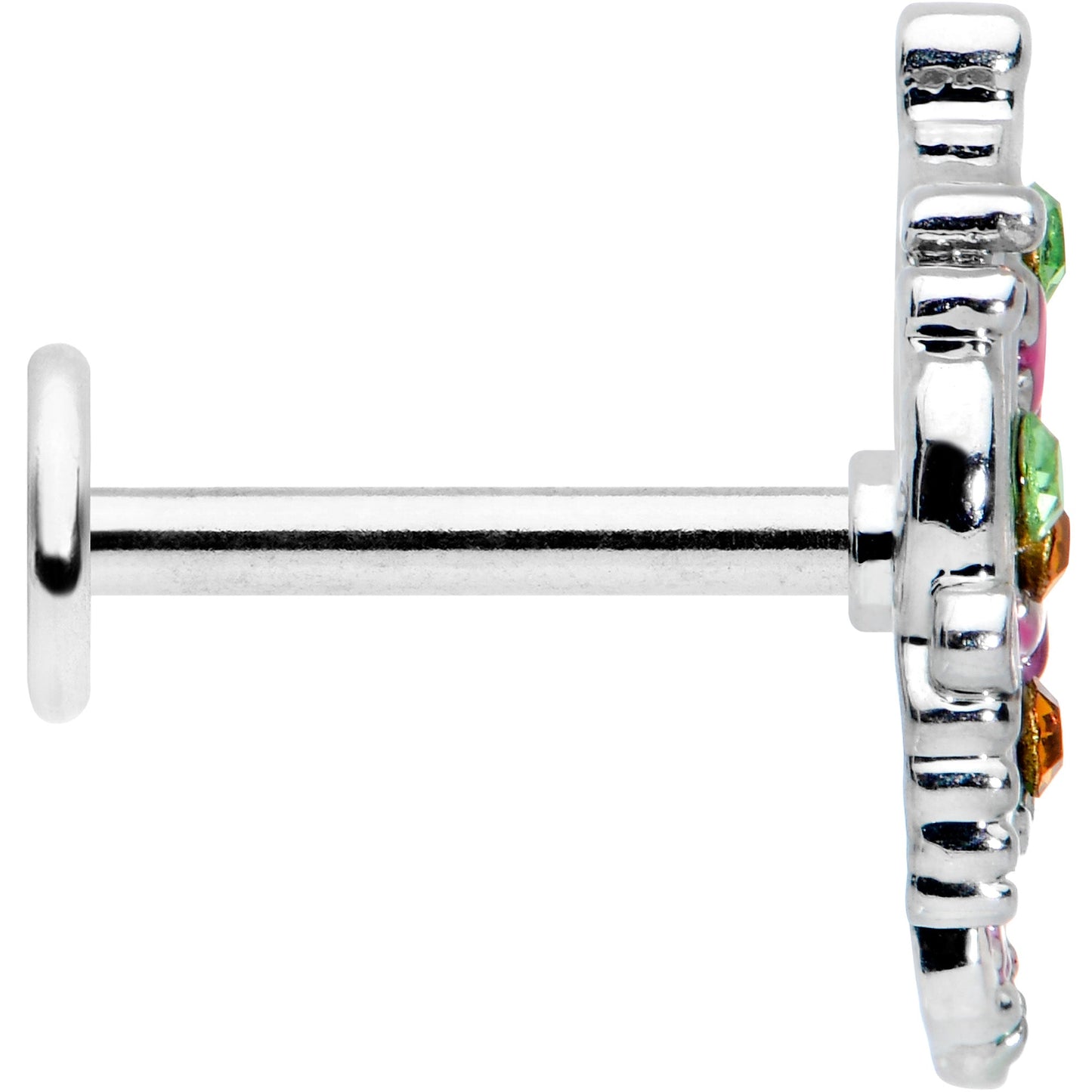 16 Gauge 5/16 Green Orange Gem Texture Butterfly Labret Monroe Tragus