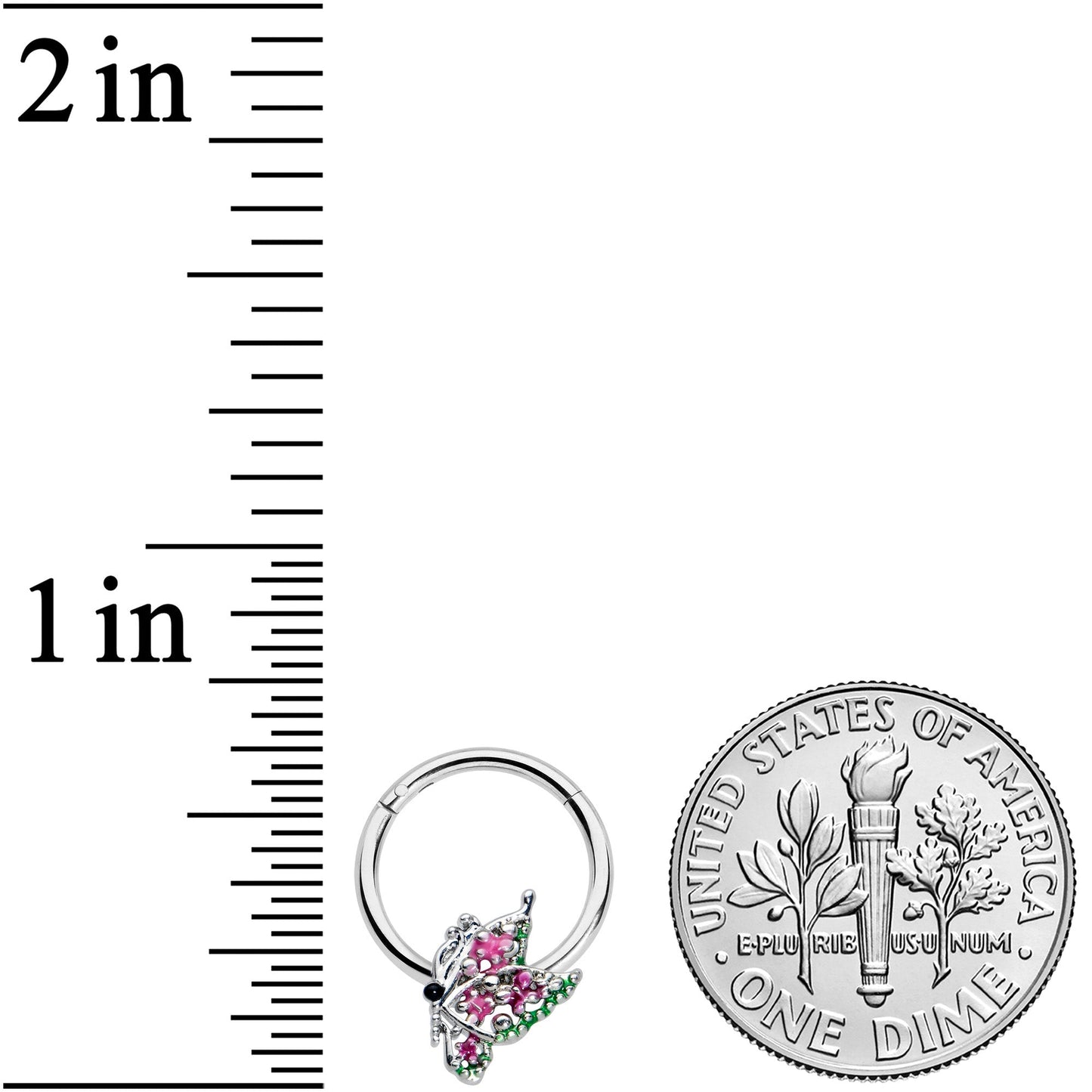16 Gauge 3/8 Textured In Pink Butterfly Hinged Segment Ring