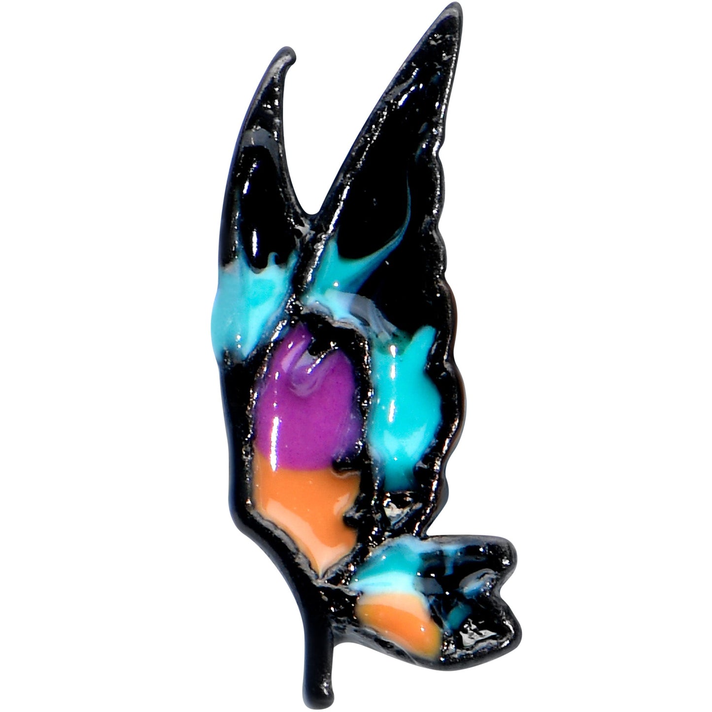 16 Gauge 1/4 Black Sunset Side Butterfly Cartilage Tragus Earring