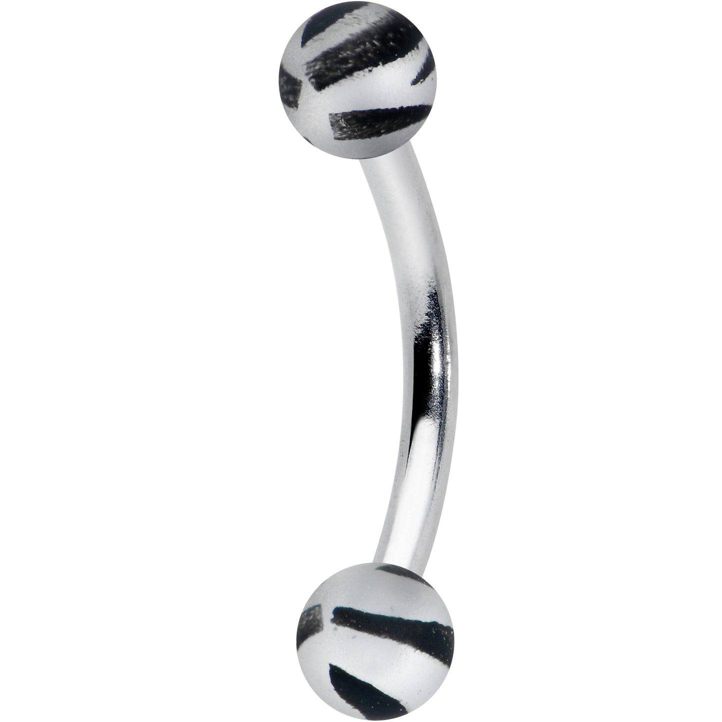 16 Gauge 5/16 Matte Grey Zebra Stripe Curved Eyebrow Ring