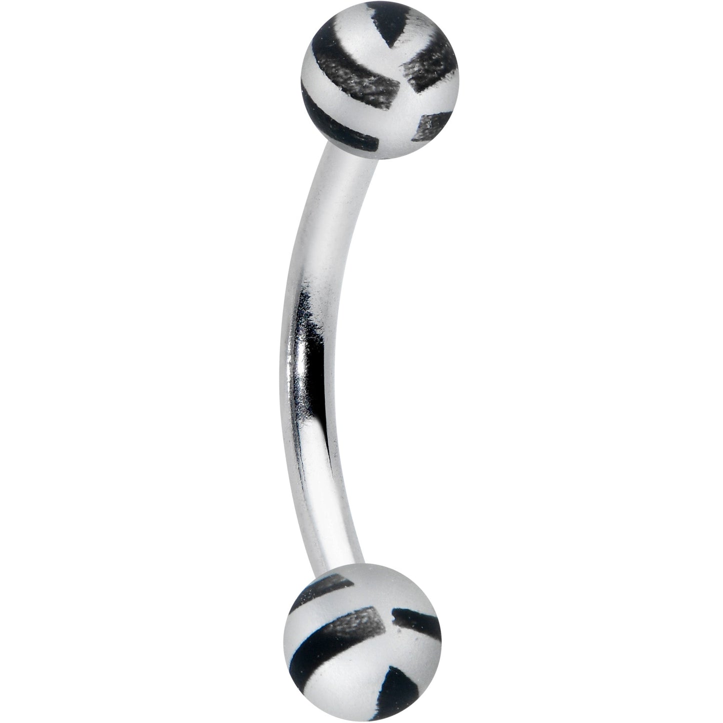 16 Gauge 5/16 Matte Grey Zebra Stripe Curved Eyebrow Ring