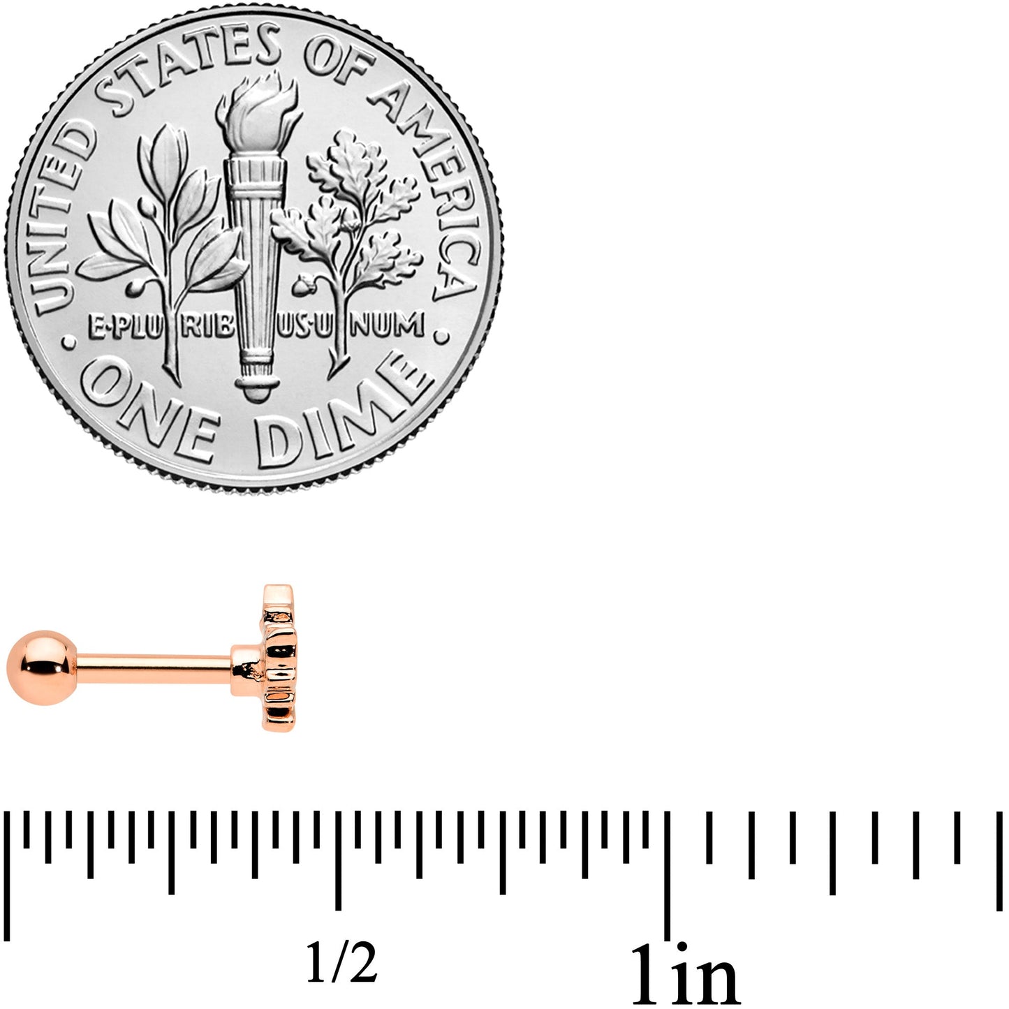 16 Gauge 1/4 Rose Gold Tone Fall White Maple Leaf Cartilage Tragus